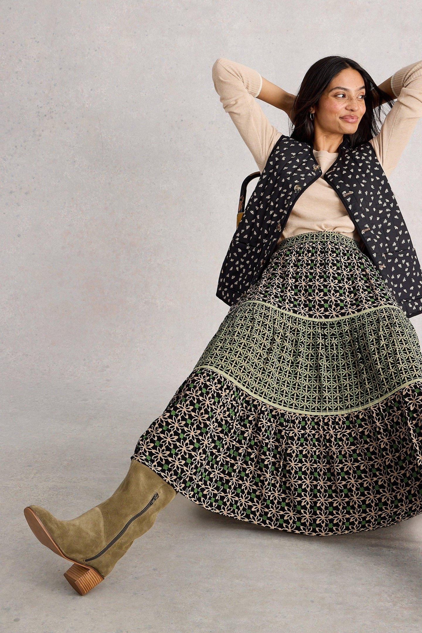 MABEL MIXED PRINT SKIRT BLACK MULTI 4