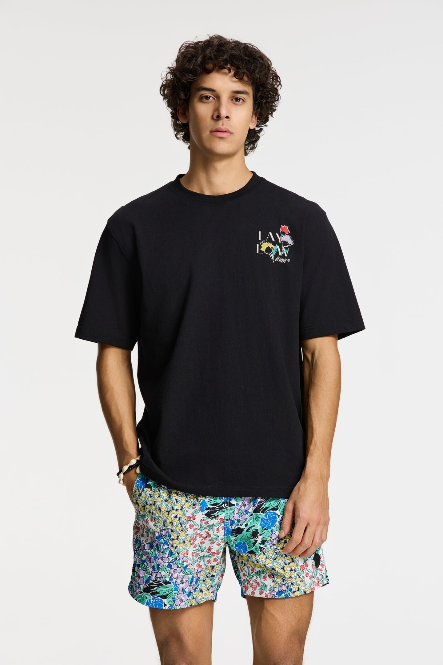 FINN RELAXED T-SHIRT SKETCHED FLOWERS BLACK 2