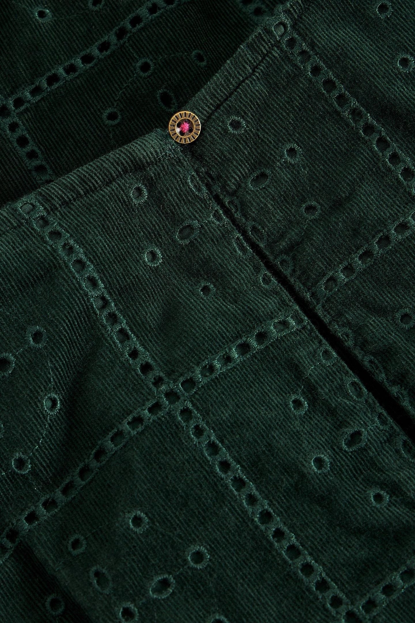 LUCY EMBROIDERED CORD DRESS DARK GREEN 5