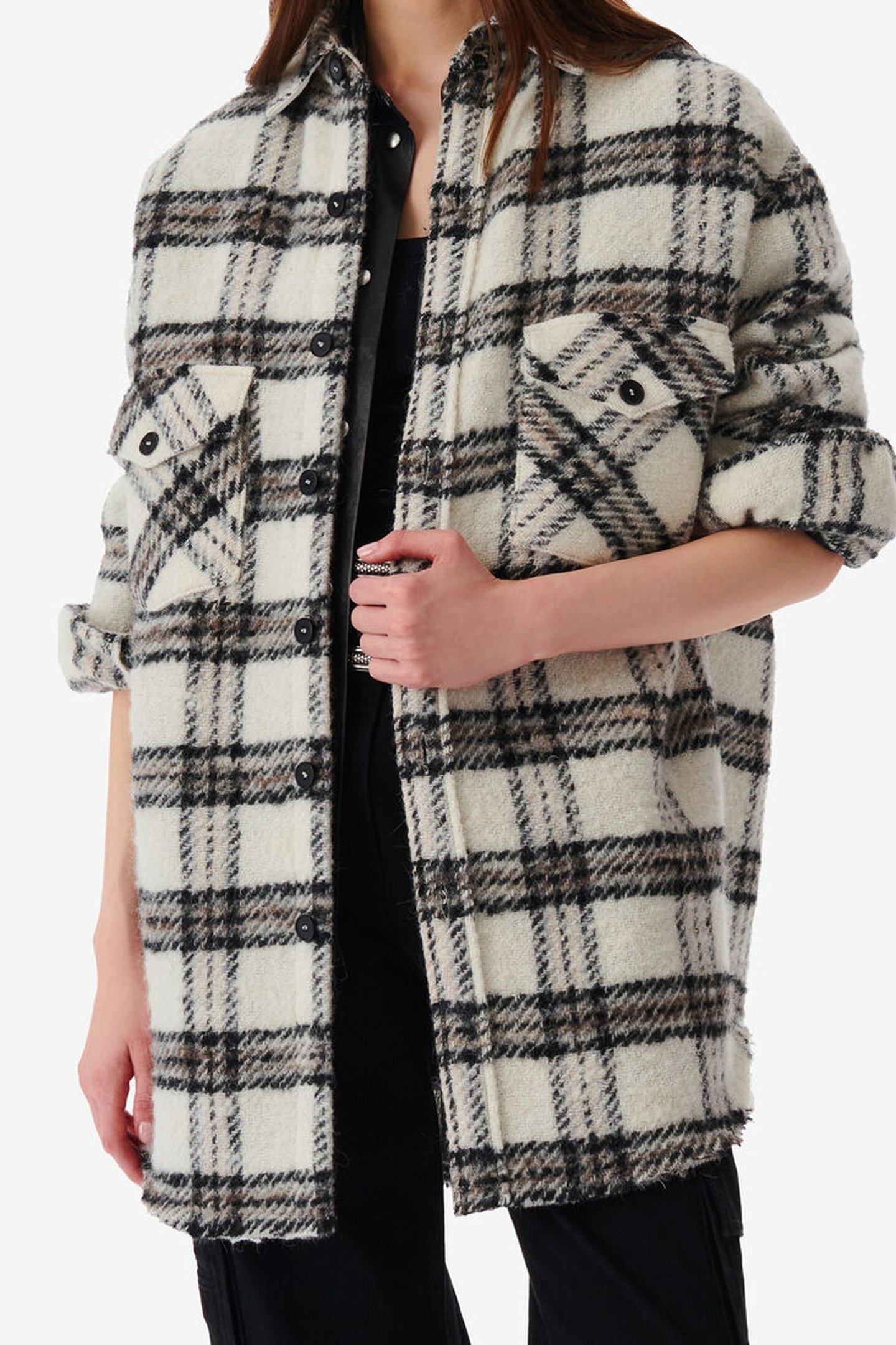 BIELO OVERSHIRT ECRU/BLACK/GREY 2