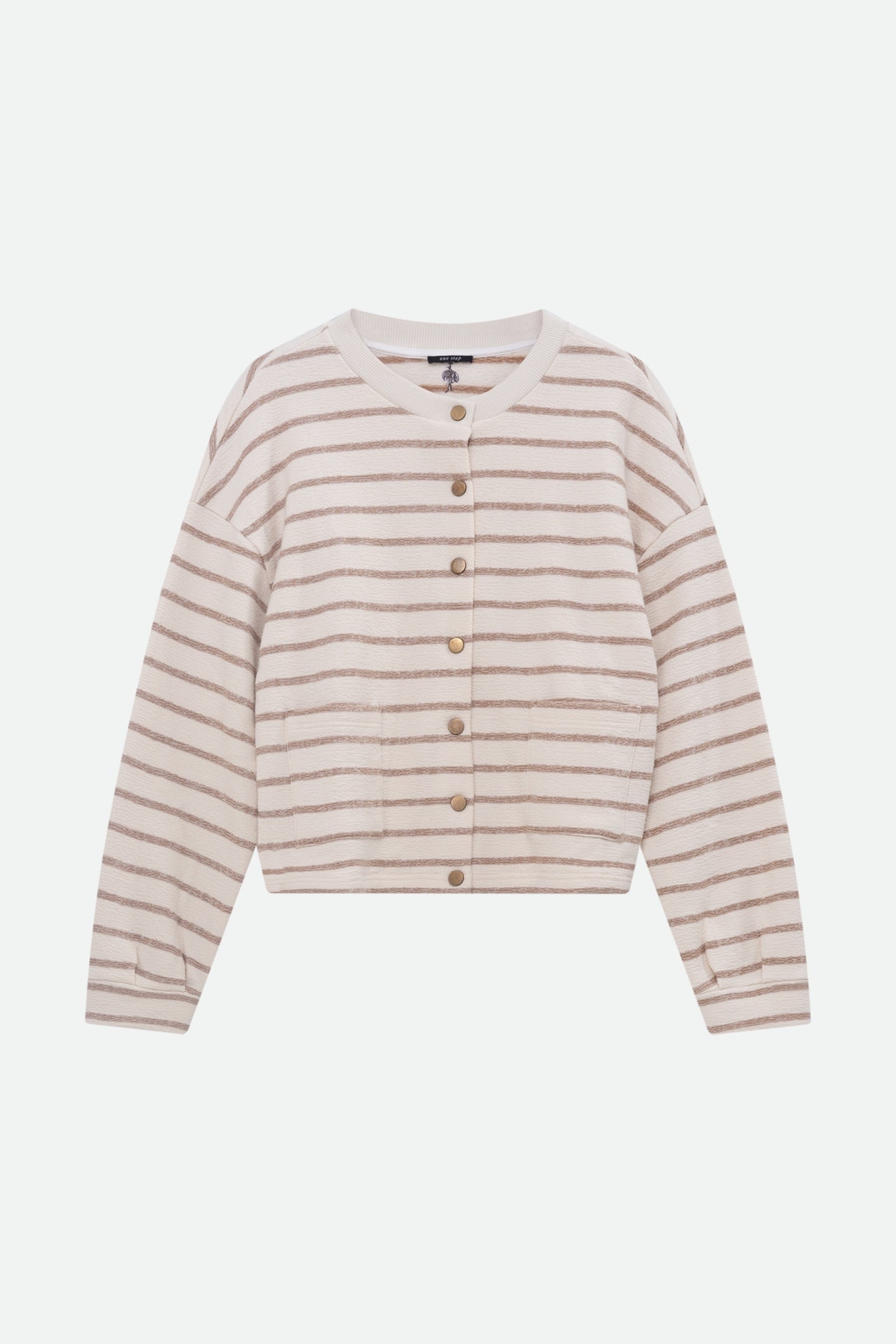 MANNY - ECRU BEIGE STRIPED CARDIGAN 4