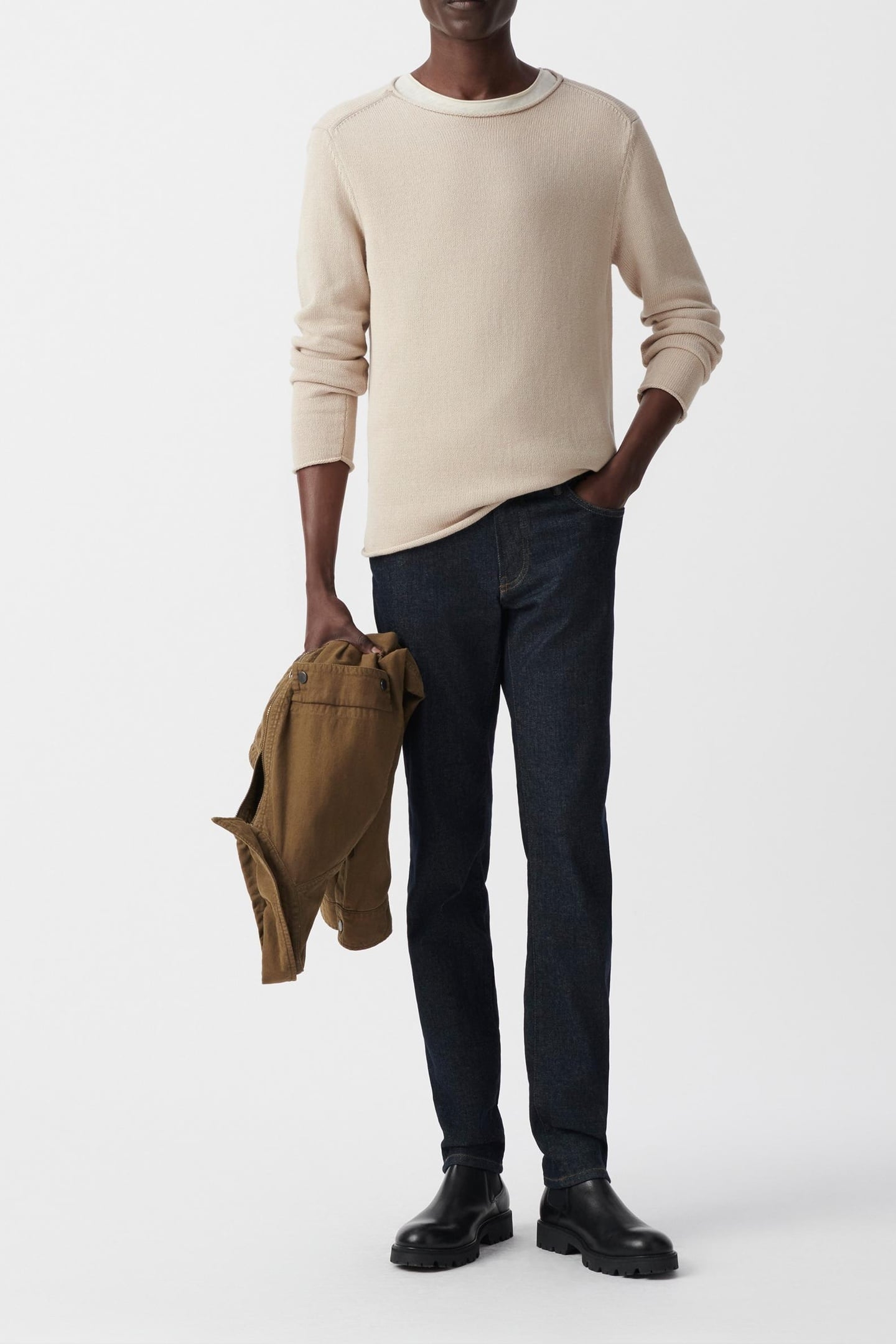 FLAX KNIT SWEATER WITH ROLLED EDGES 1