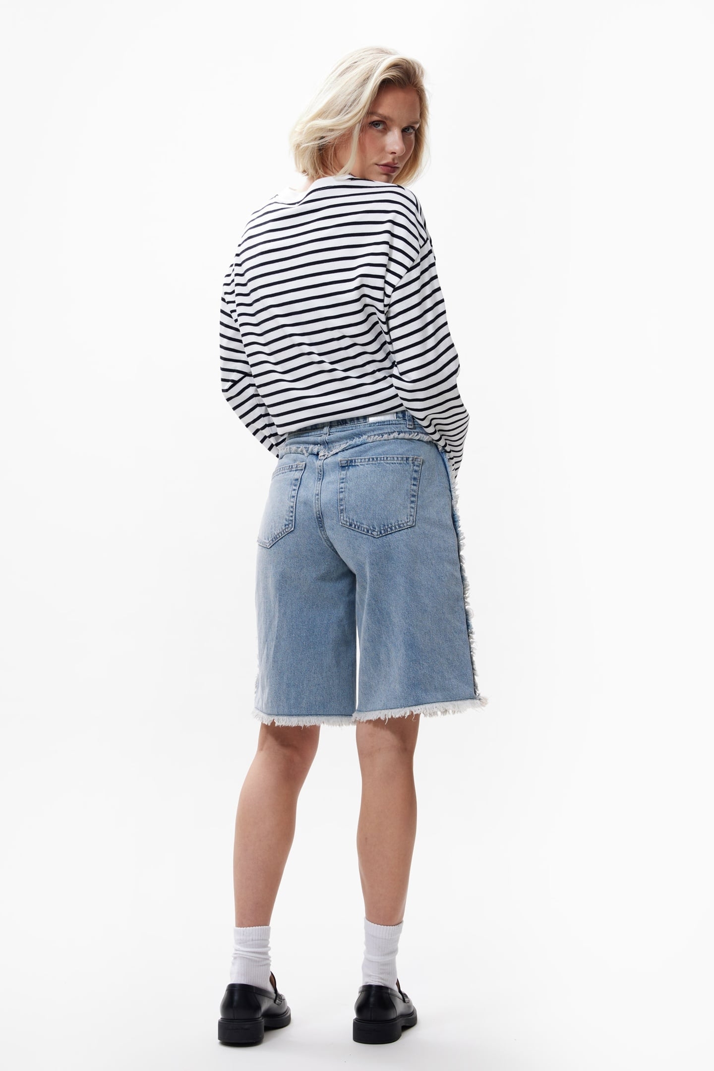 LOOSE FIT FRINGED JORTS STARLIGHT BLUE 3