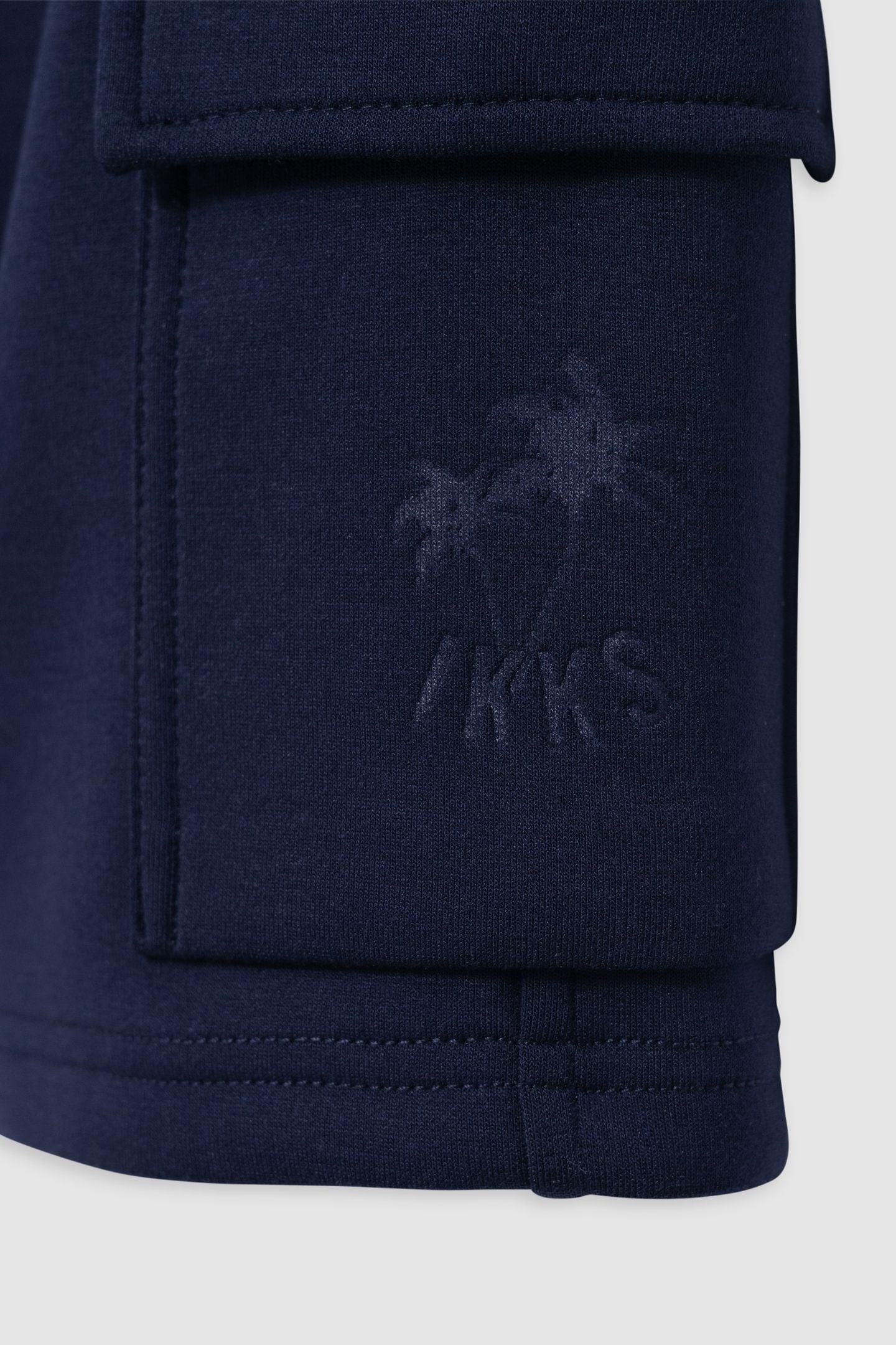 BATTLE NAVY BERMUDA SHORTS WITH PALM TREE MOTIF 4