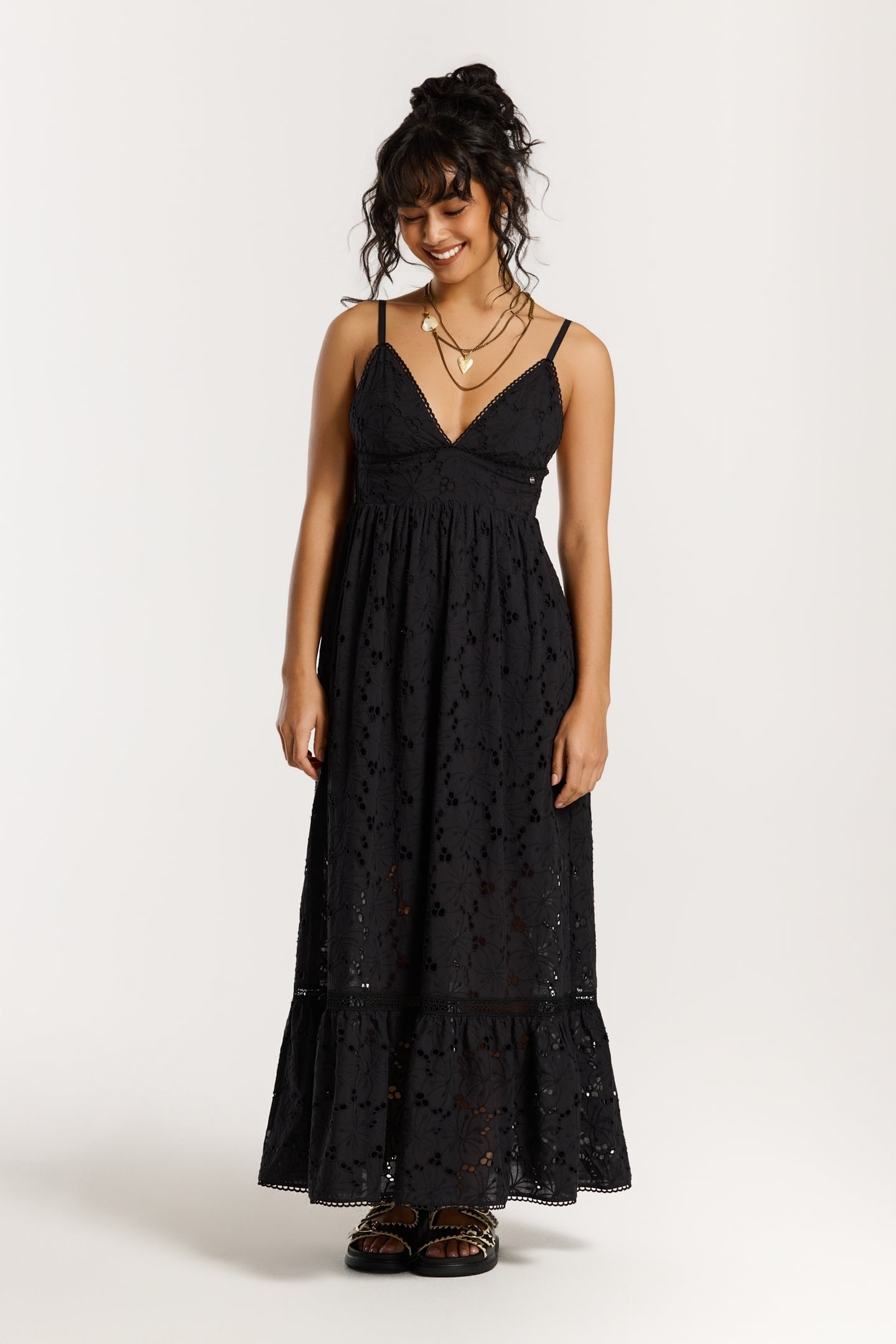 JASMIN DRESS FLOWER BRODERIE BLACK FLOWER BRODERIE 3