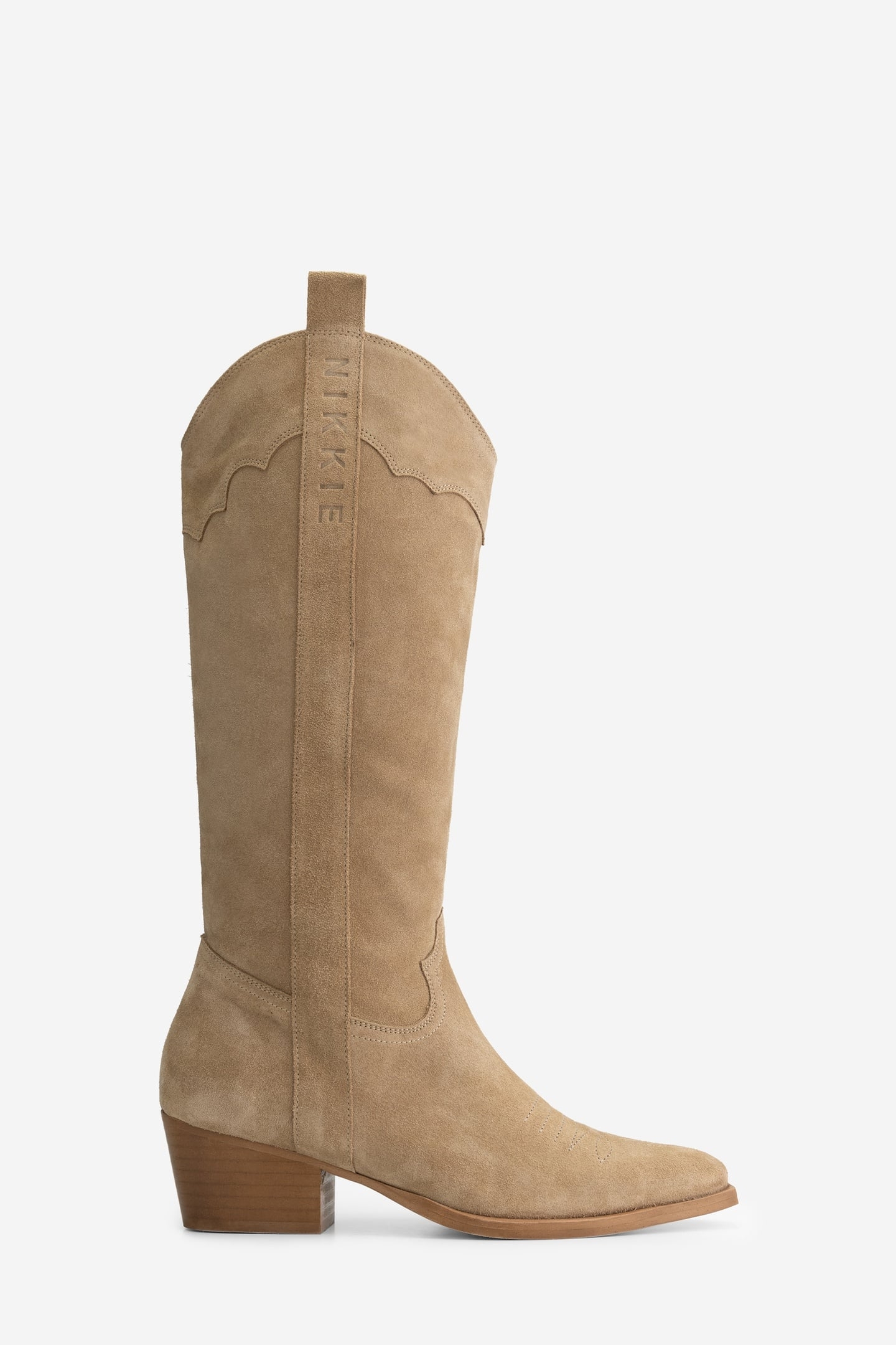 DANIQUE SUEDE COWBOY BOOTS HUMMUS 1
