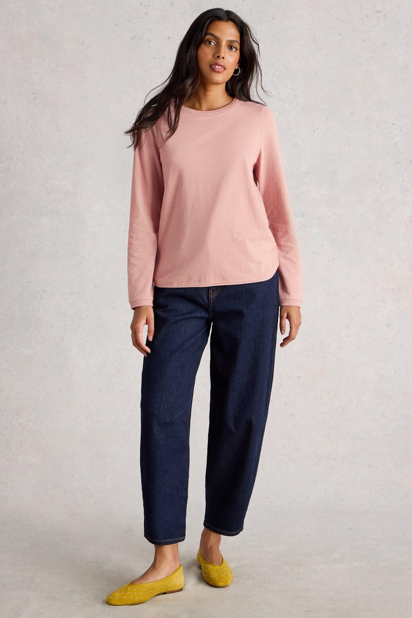 CLARA LS SPARKLE TEE DUSTY PINK 1