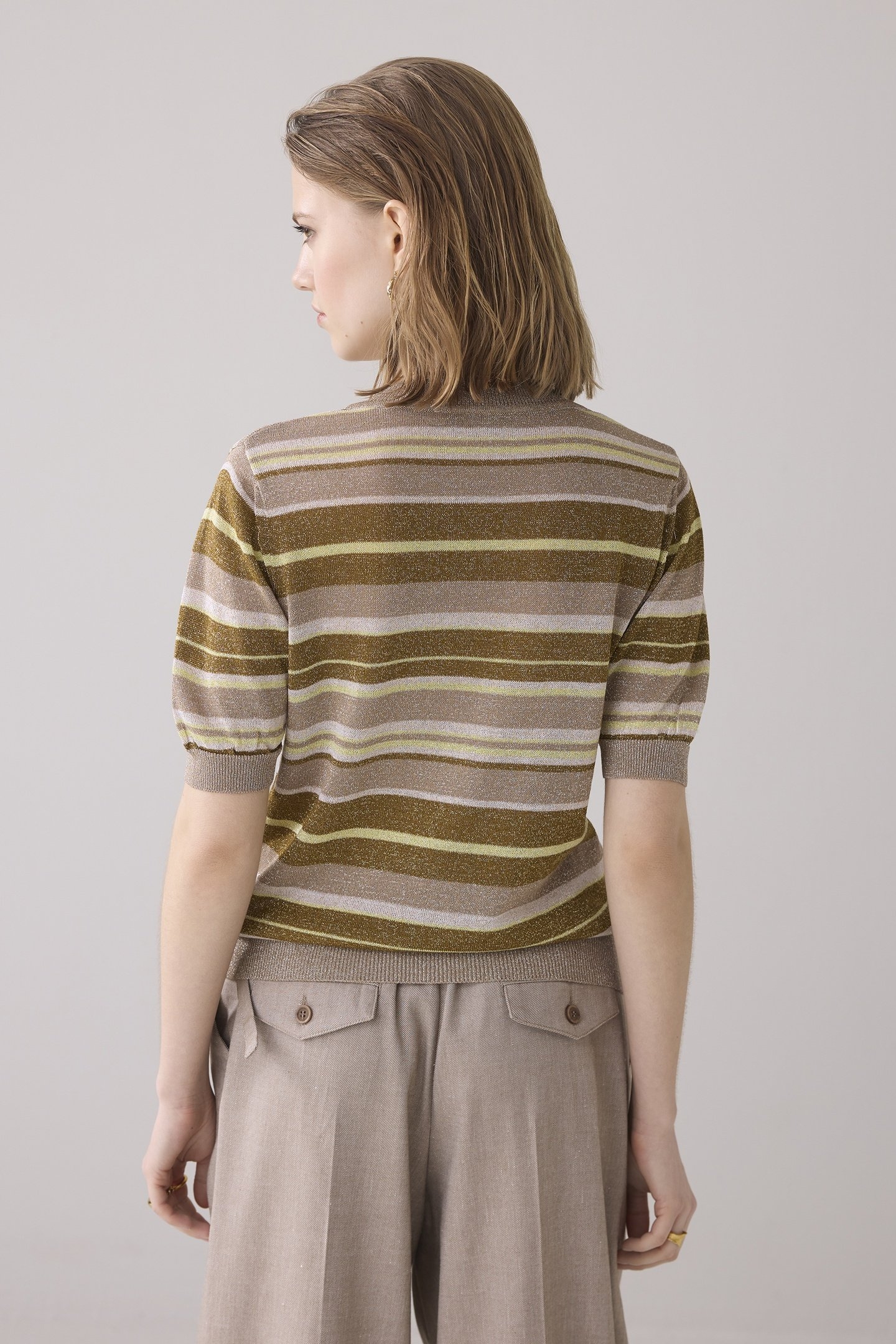 SHORT SLEEVE SWEATER STRIPED LUREX KNIT MULTICOLOUR 3