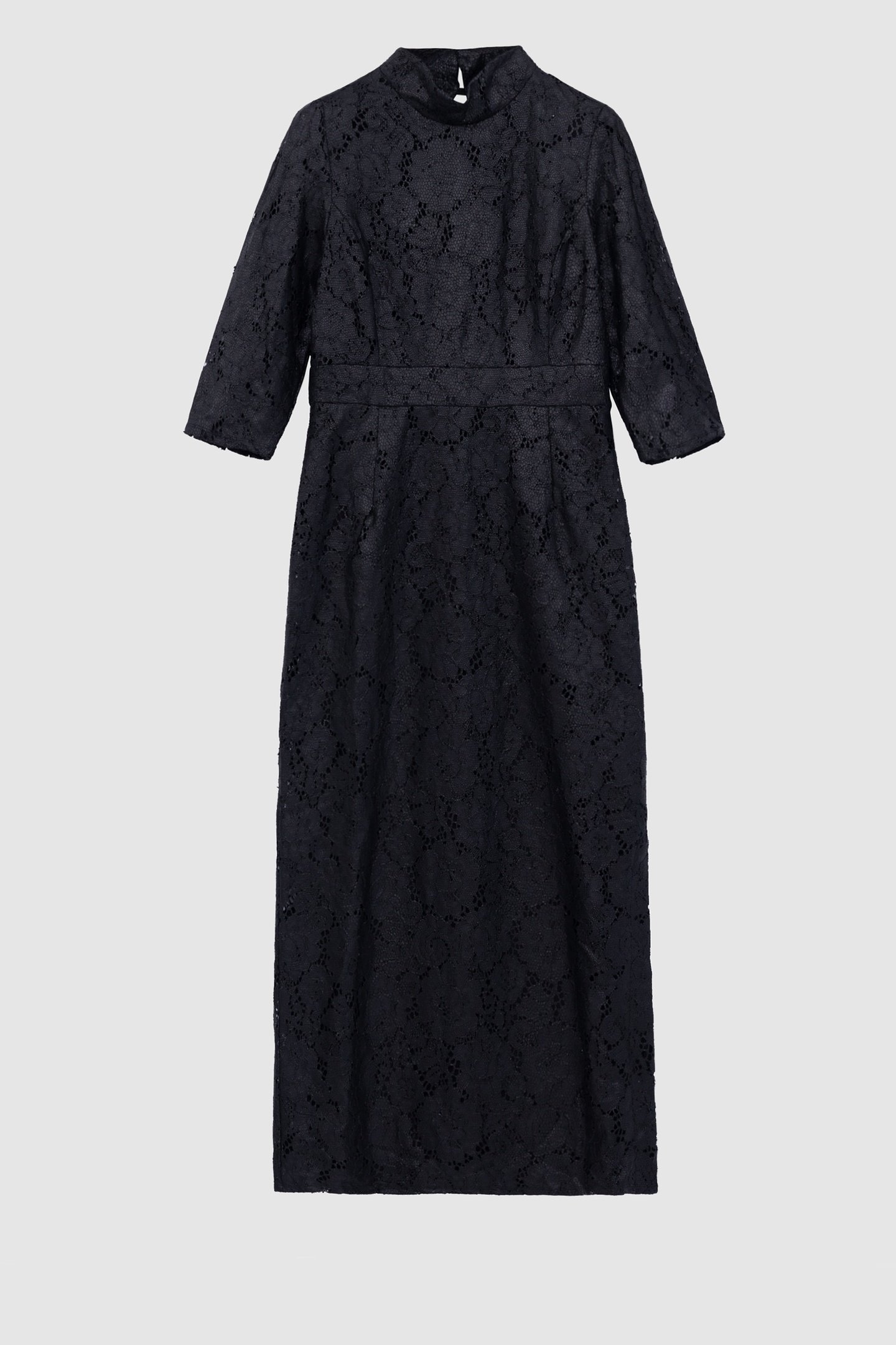 BLACK COATED LACE MIDI DRESS 4