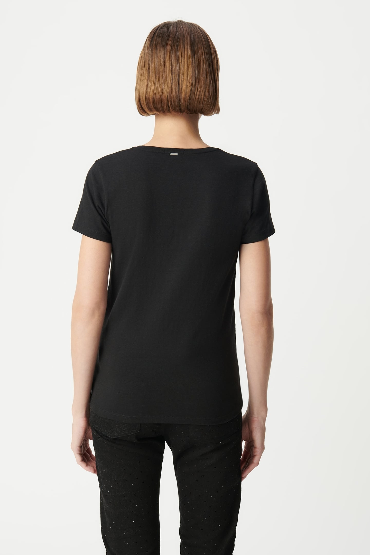 BLACK ORGANIC COTTON PEACE AND LOVE STUDDED TEE-SHIRT 4