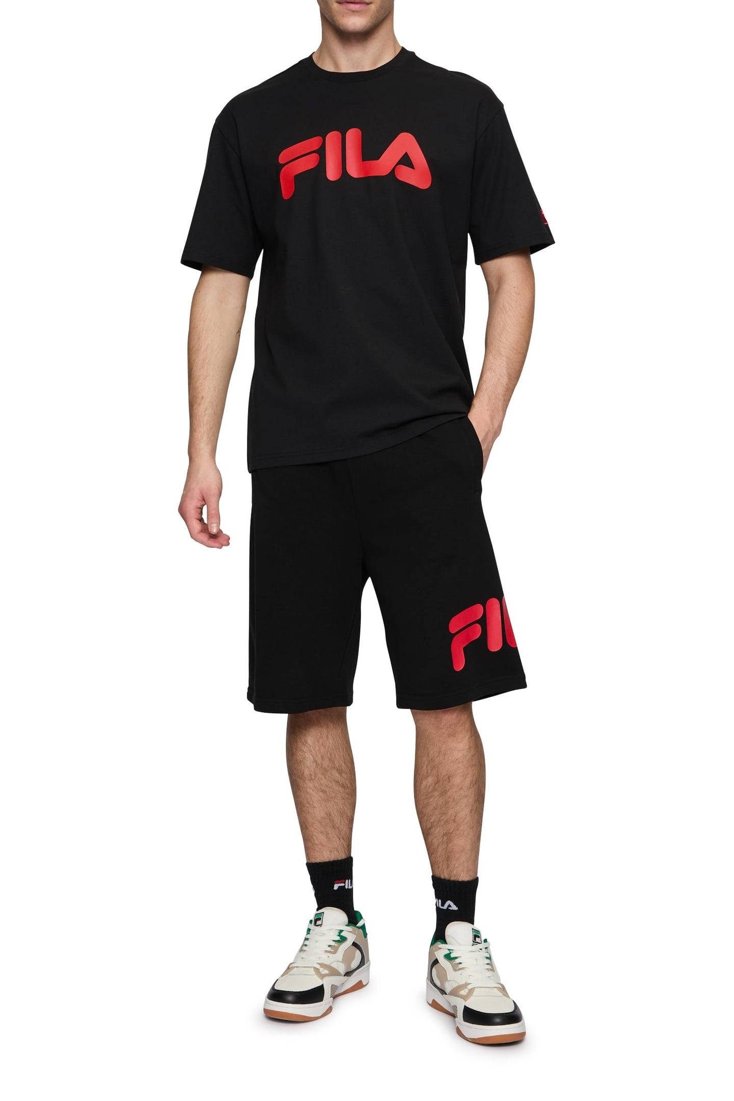 LEZINNES LOOSE SHORTS BLACK-TRUE RED 1