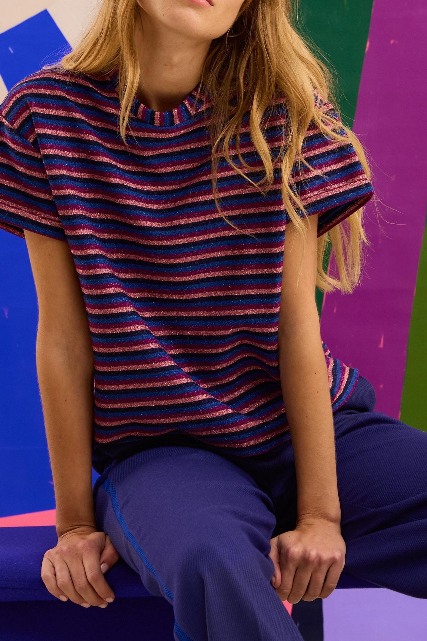 LUREX STRIPED VIOLET T-SHIRT MULTICO VIOLINE 6