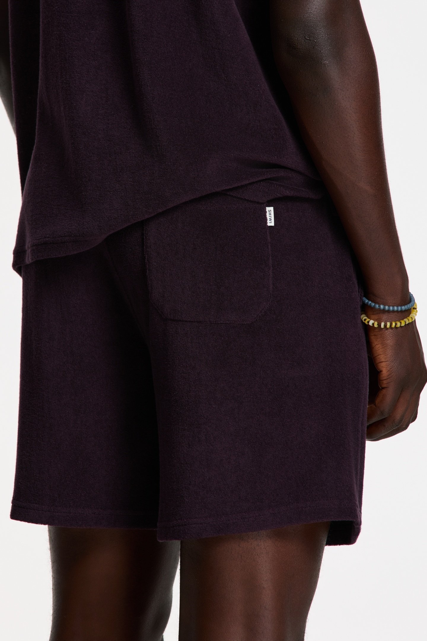 EVAN TOWELING SHORTS SOLID PURPLE ROCK 7