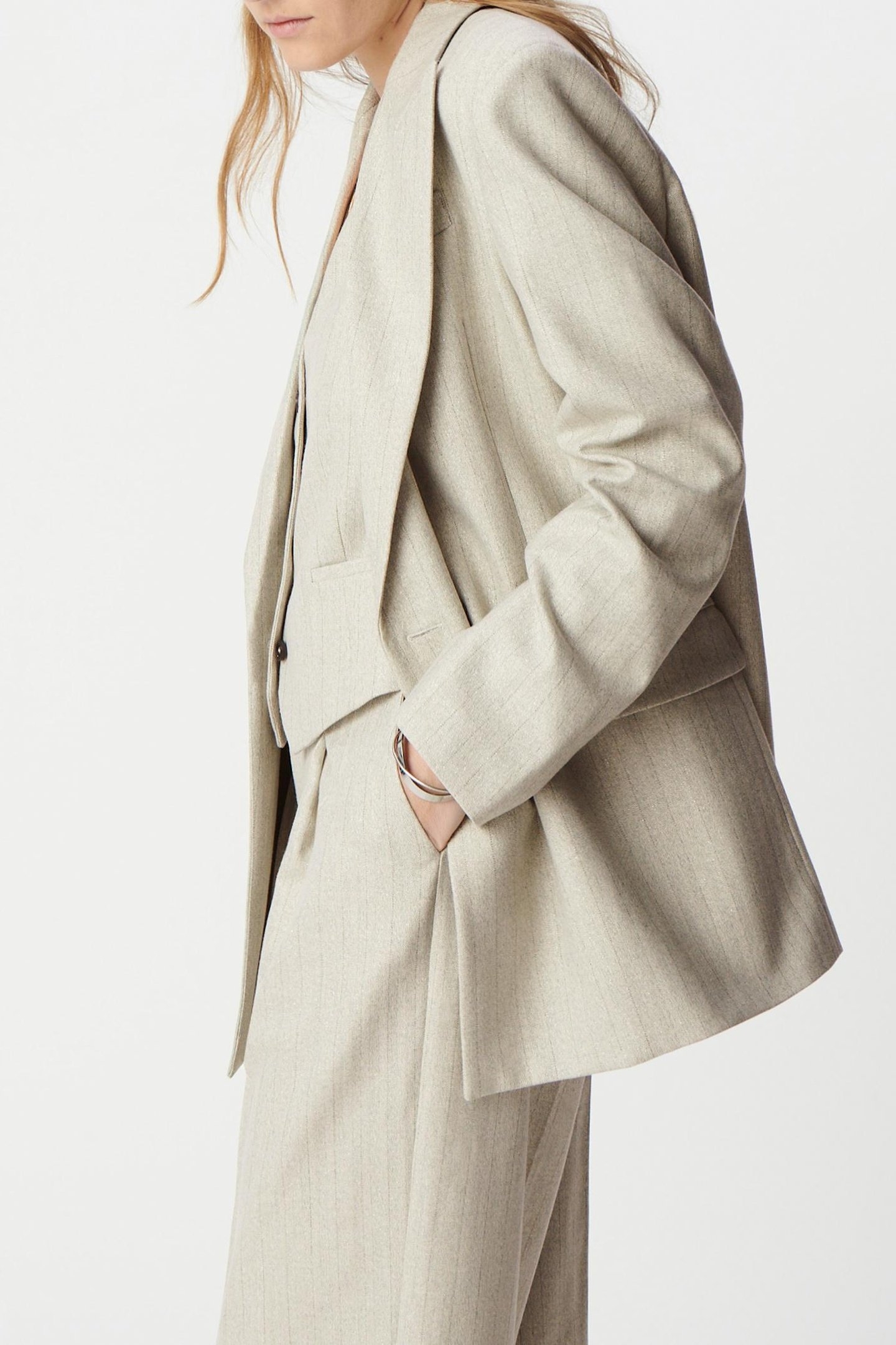 GREY LUREX STRIPE SUIT JACKET 5