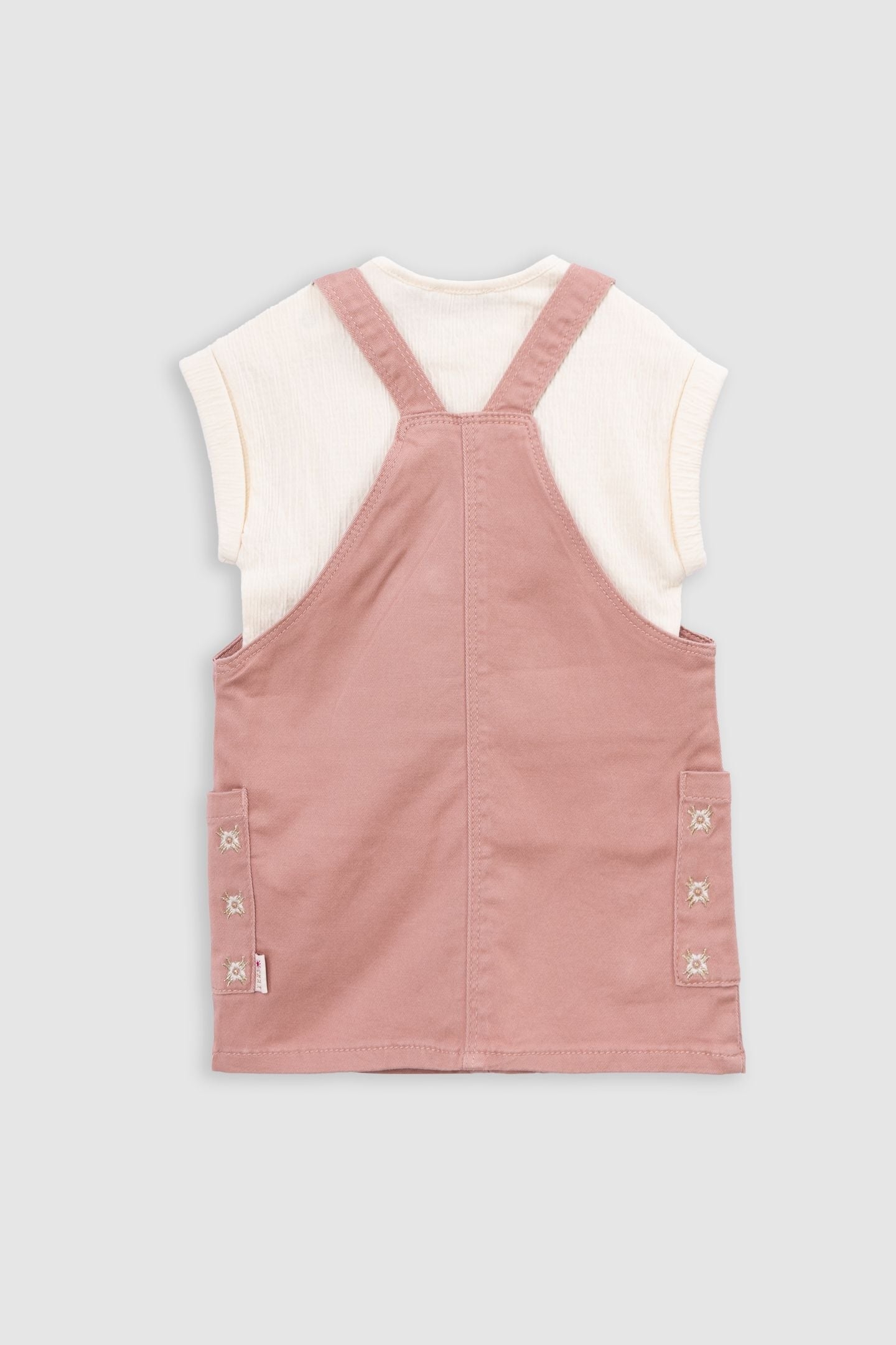 PINK DRESS-SALOPETTE AND ECRU T-SHIRT SET 2