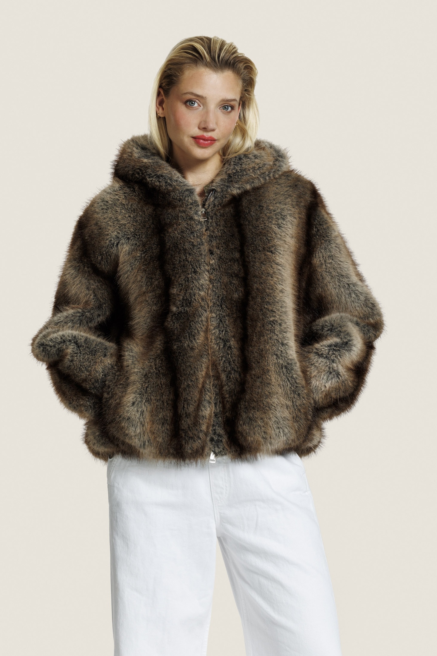 HAZEL FUR JACKET BROWN 3