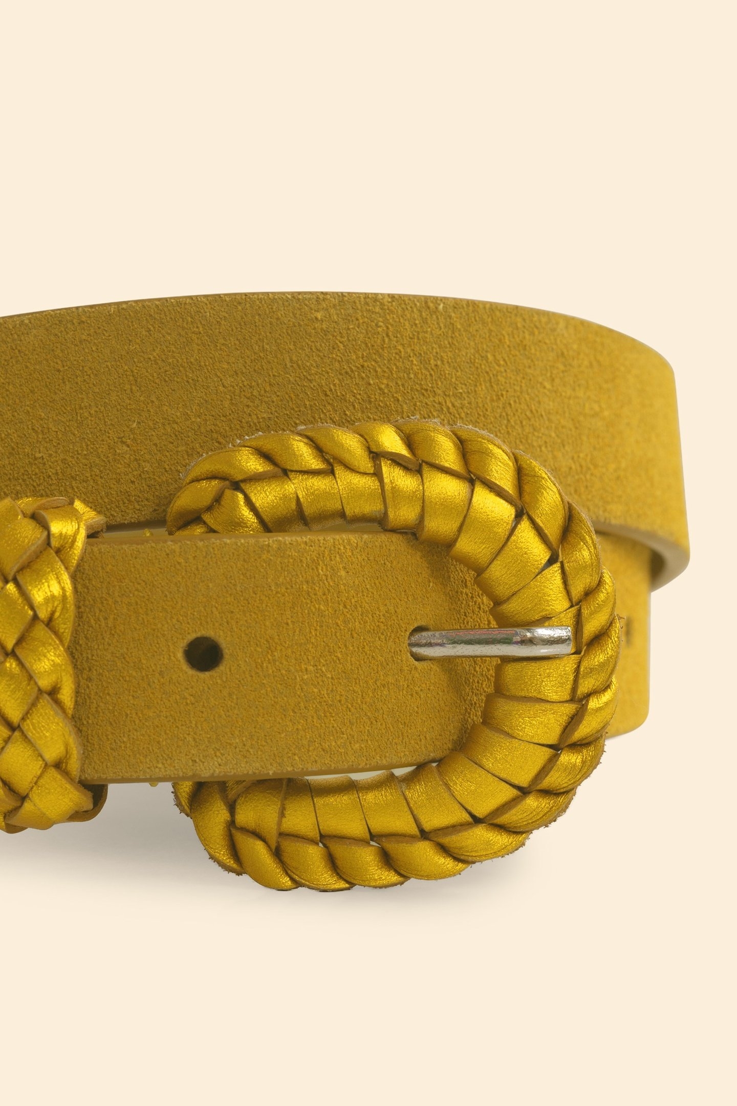 YELLOW SUEDE BELT WITH BRAIDED BUCKLE YELLOW 5