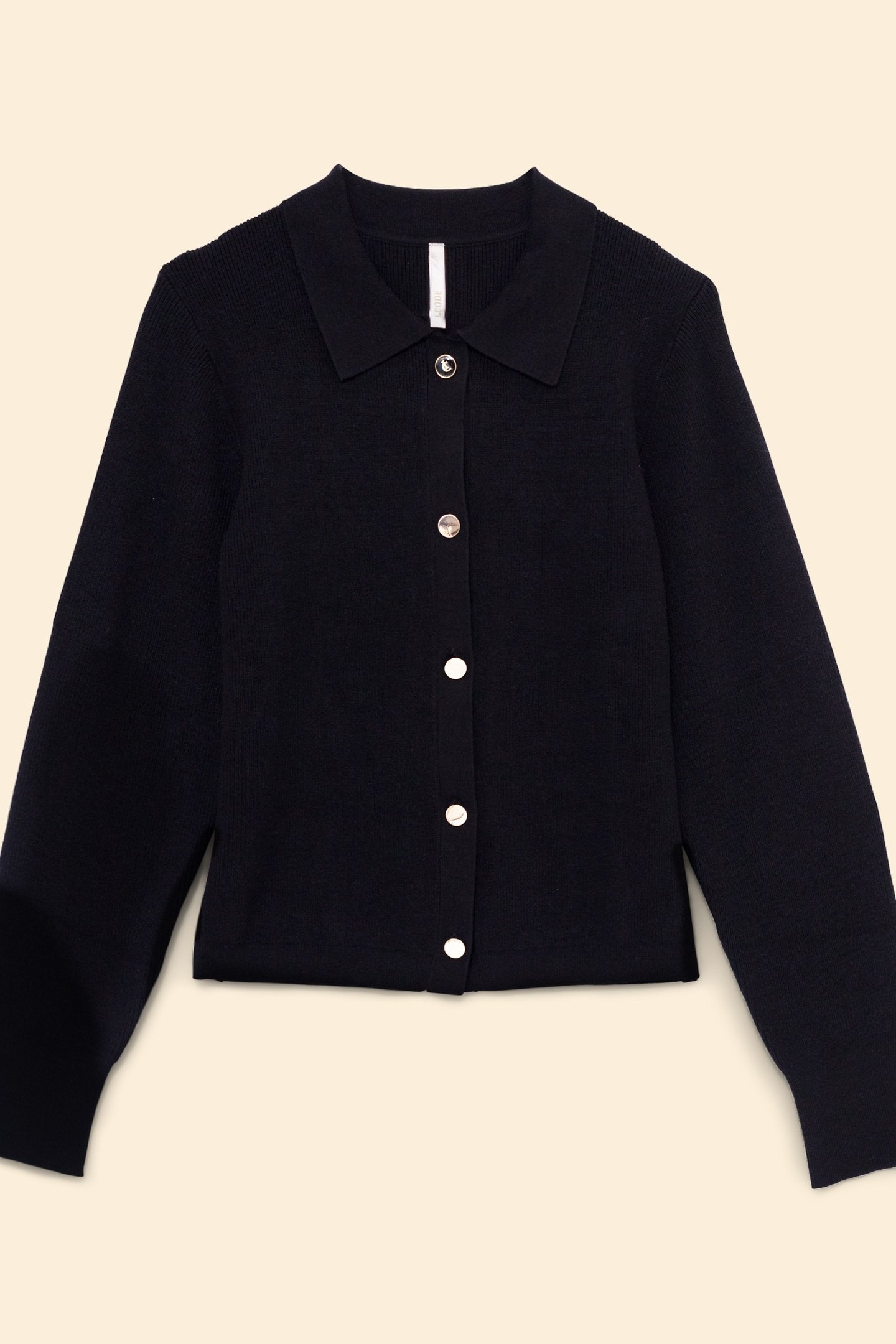BLACK KNIT POLO COLLAR CARDIGAN BLACK 6