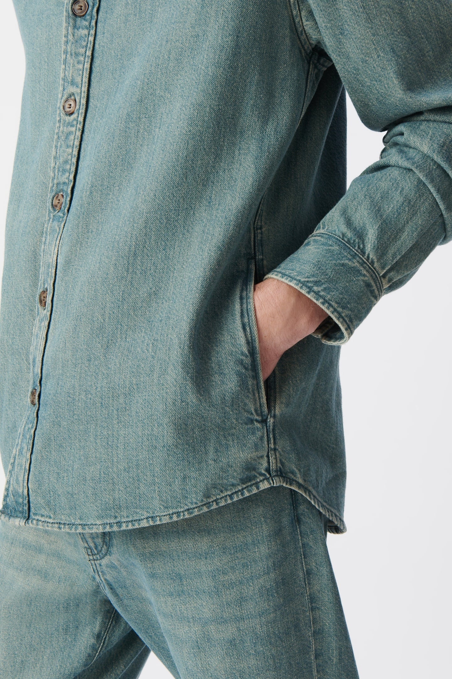 GREY BLUE DENIM REGULAR OVERSHIRT 6