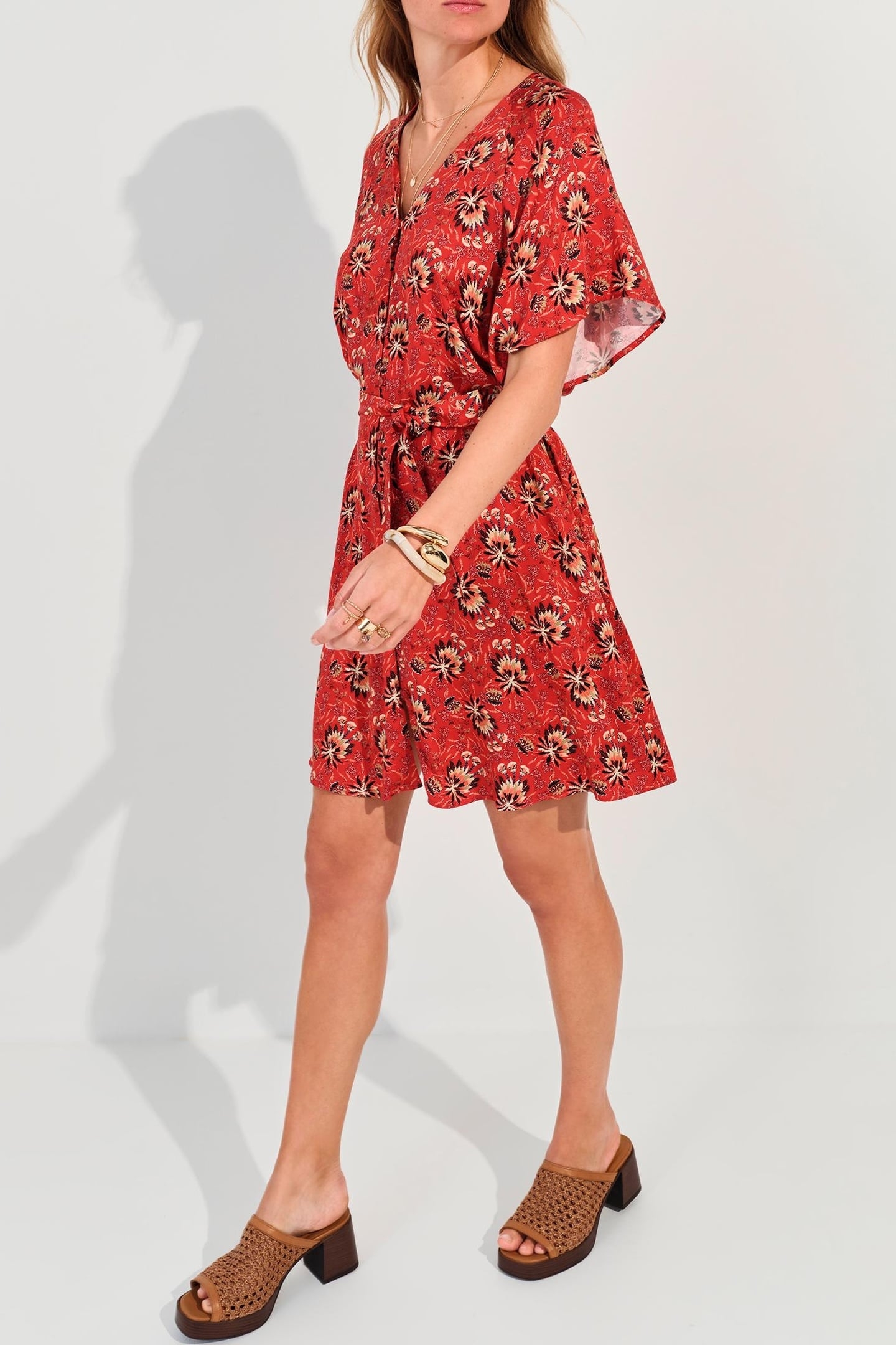 RADKA - ORANGE FLORAL PRINT SUMMER DRESS 4