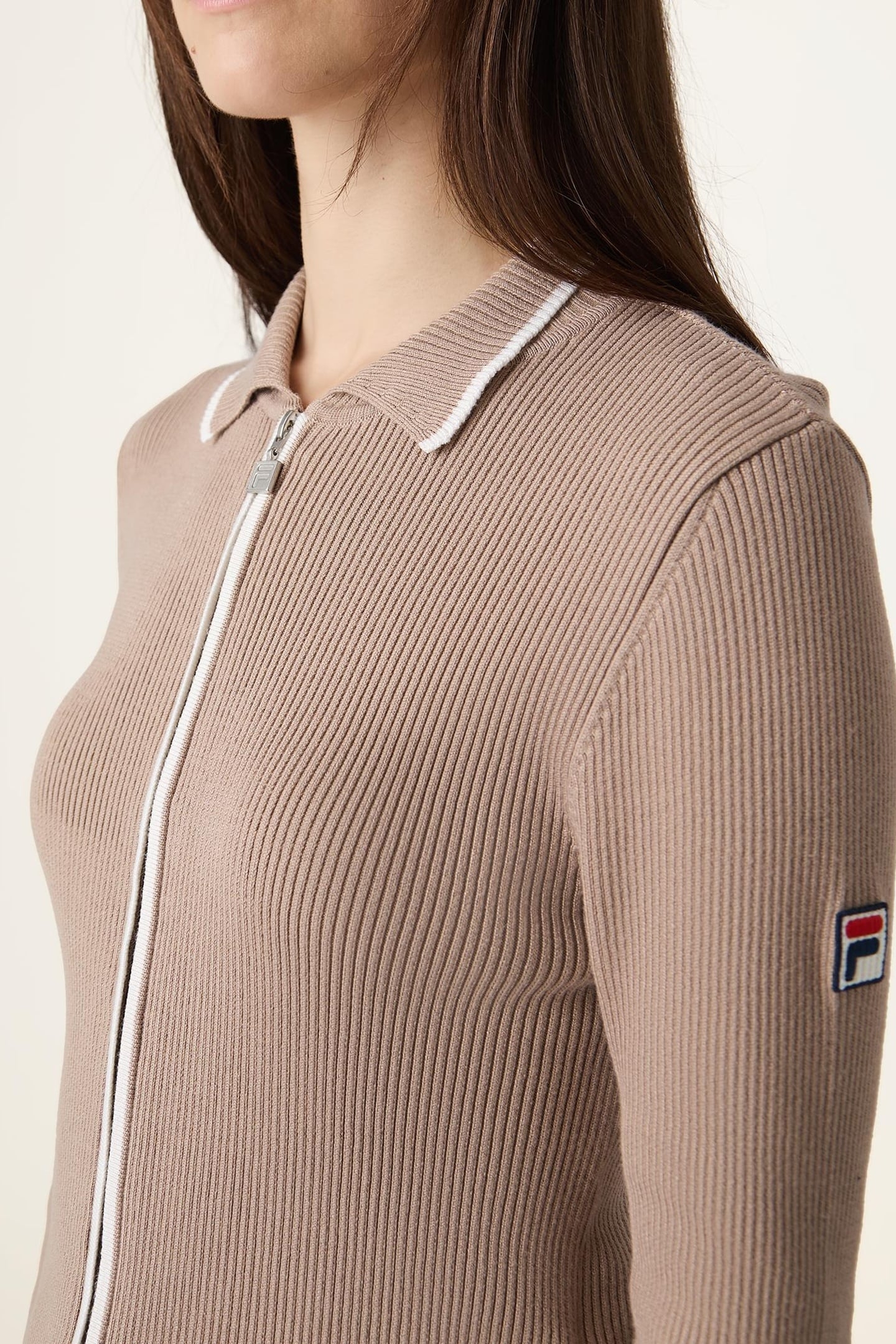 SIMONTE SLIM FULL-ZIP KNIT CARDIGAN TAUPE GRAY 6