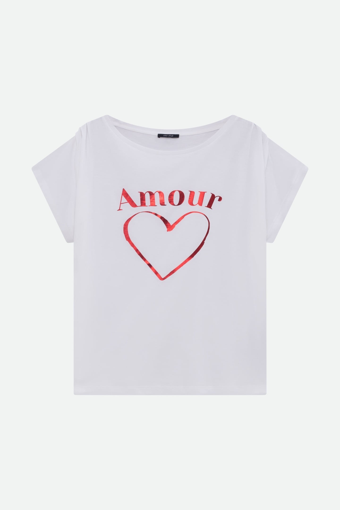 MINOS - WHITE T-SHIRT WITH RED HEART AND MESSAGE 1