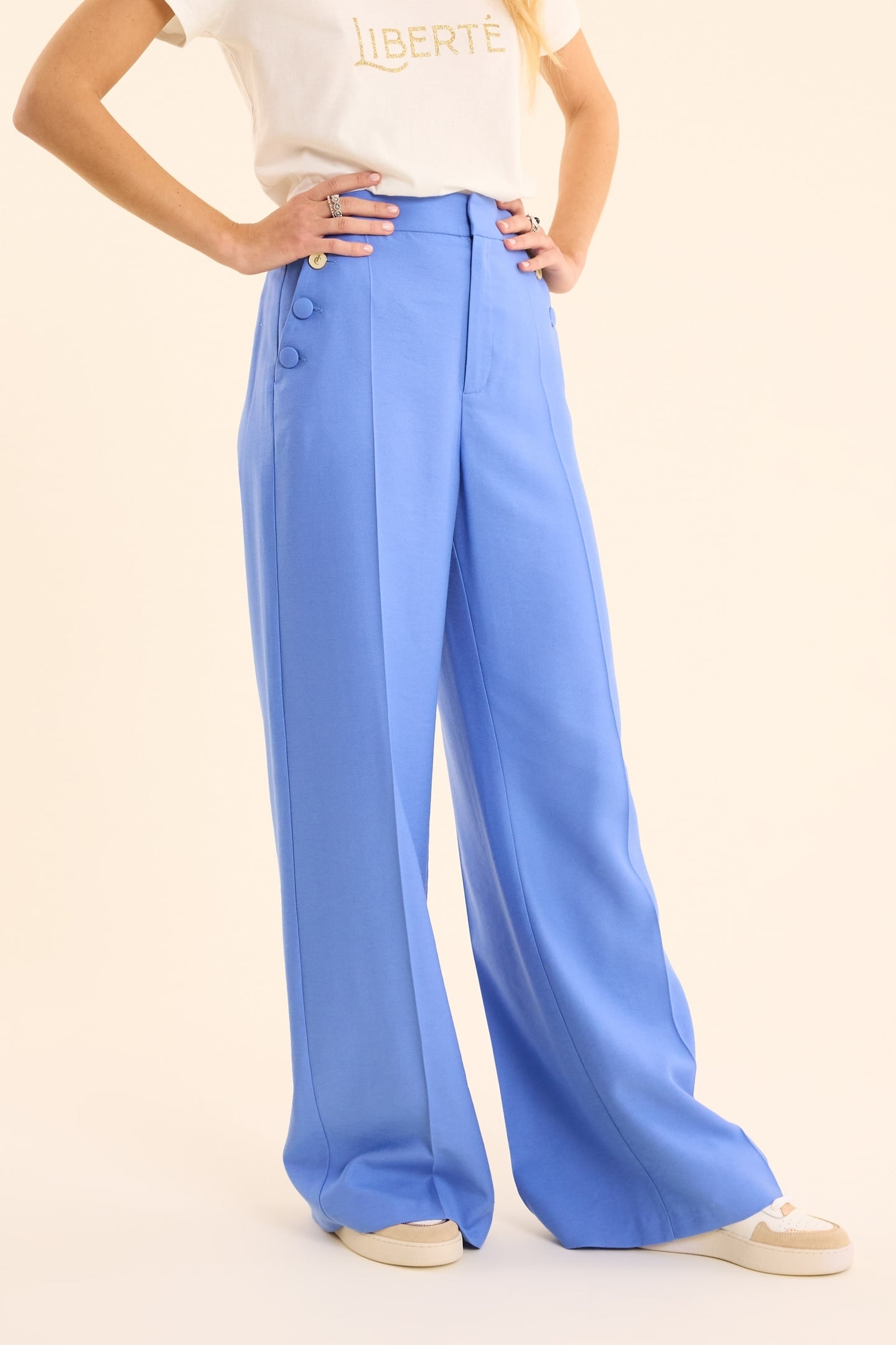 BLUE SUIT TROUSERS WITH BUTTONED POCKETS BLUE CERULEUM 1