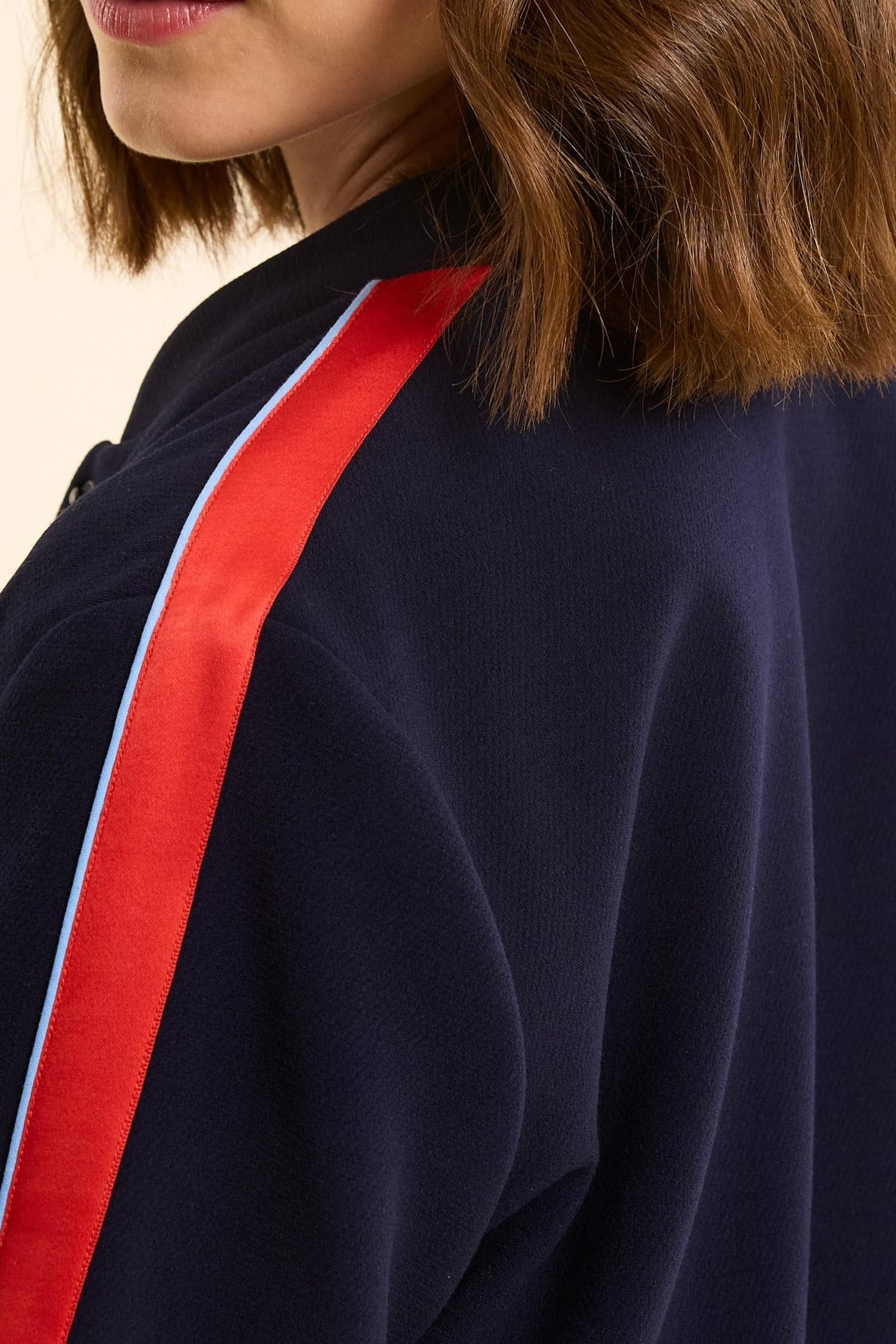 NAVY BOMBER JACKET WITH STRIPED SATIN BANDS MARINE 5