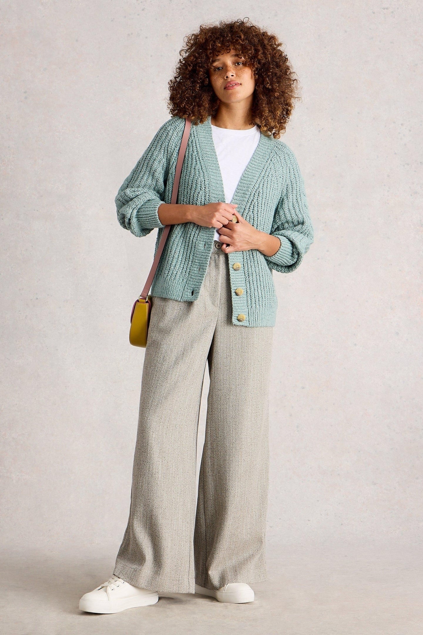 SALLY SLUB CARDIGAN DUSTY GREEN 1