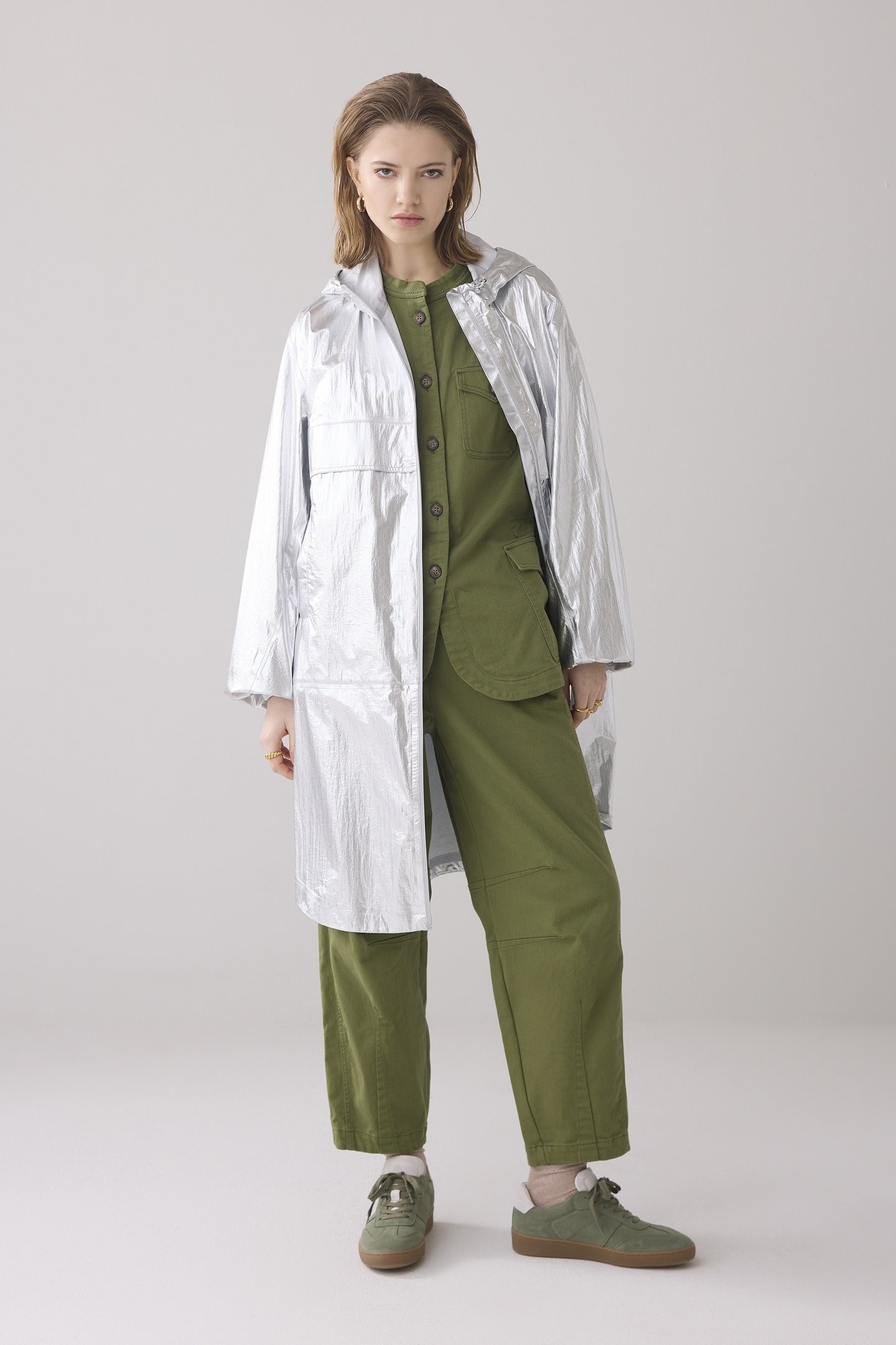 COAT METALLIC RAIN SILVER 2