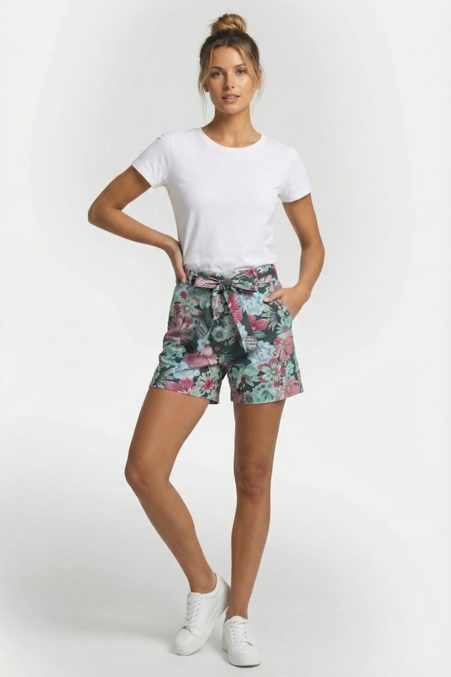 TRAVEL BERMUDA URBAN IN DARK SHADOW IN FLORAL MEDLEY PRINT 1