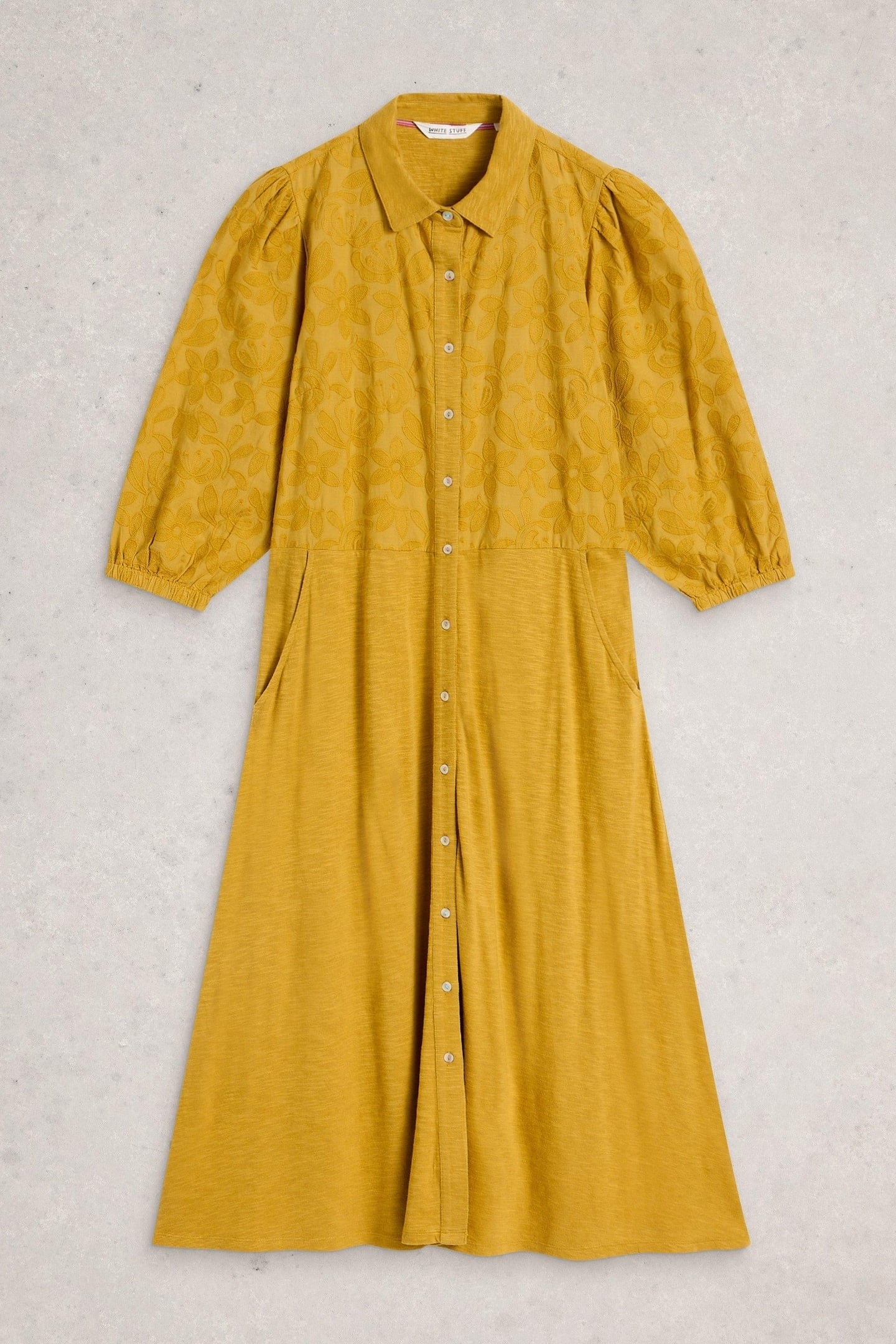 RUA EMBROIDERED JERSEY DRESS MID CHARTREUSE 3