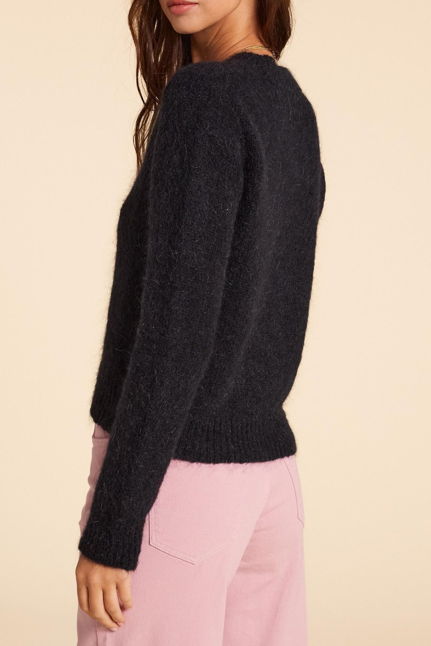 FANCY KNIT BLACK CARDIGAN BLACK 3