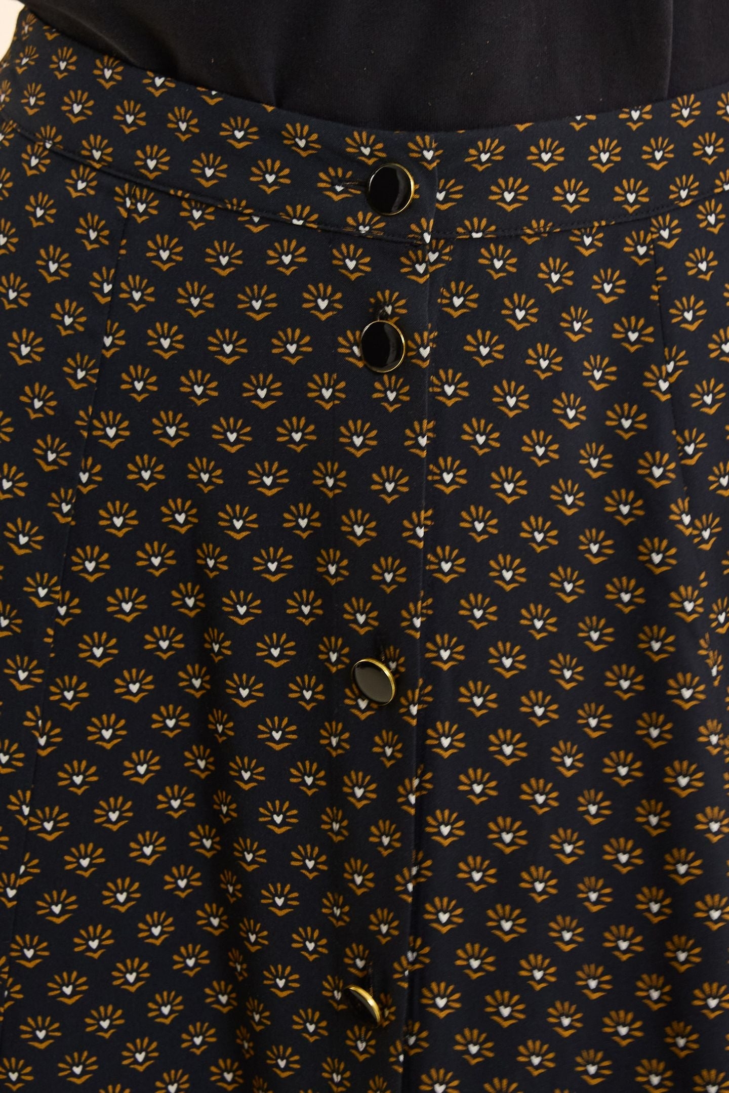 BLACK FLORAL PRINT MIDI SKIRT BLACK 6