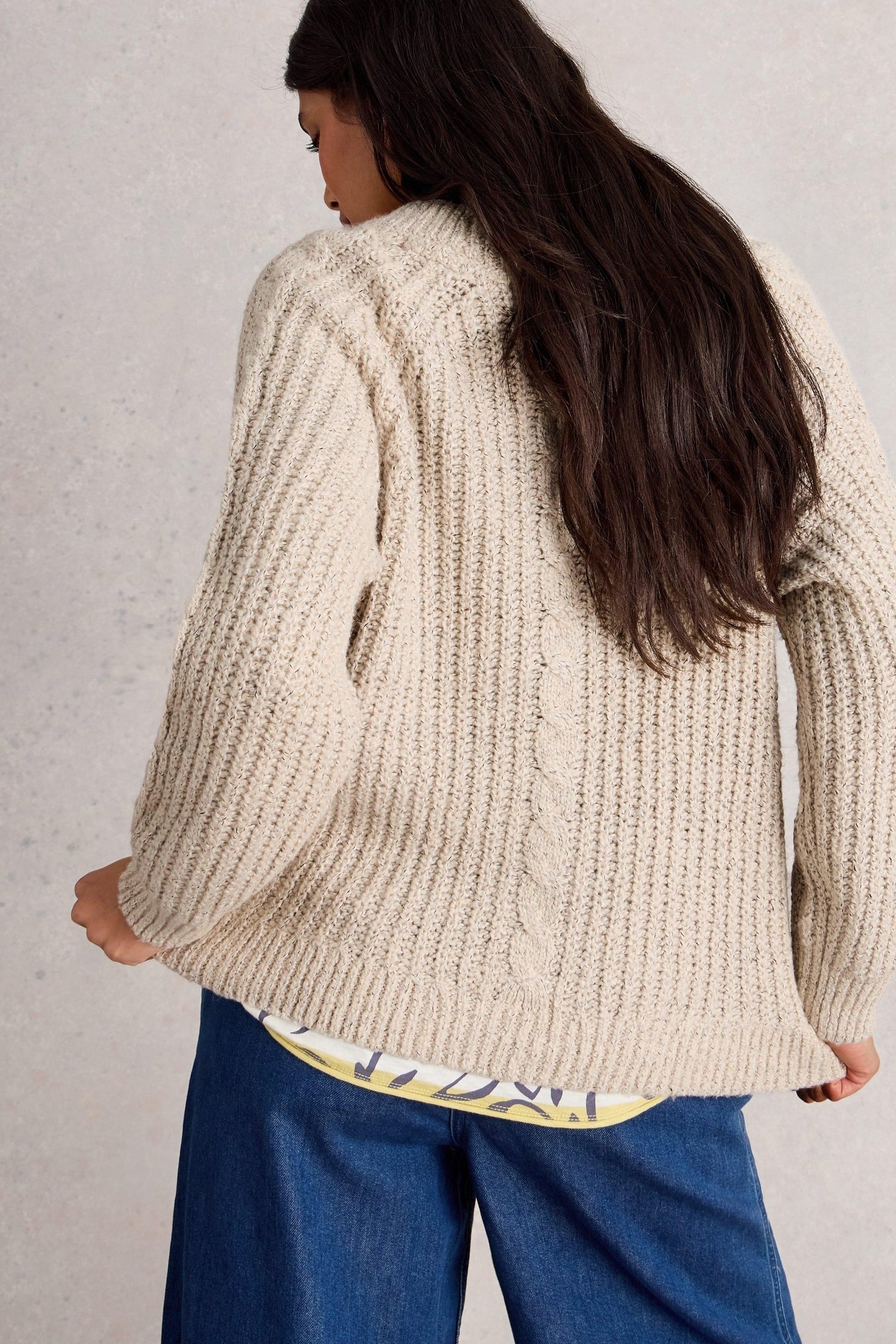 SALLY SLUB CARDIGAN NATURAL MULTI 2