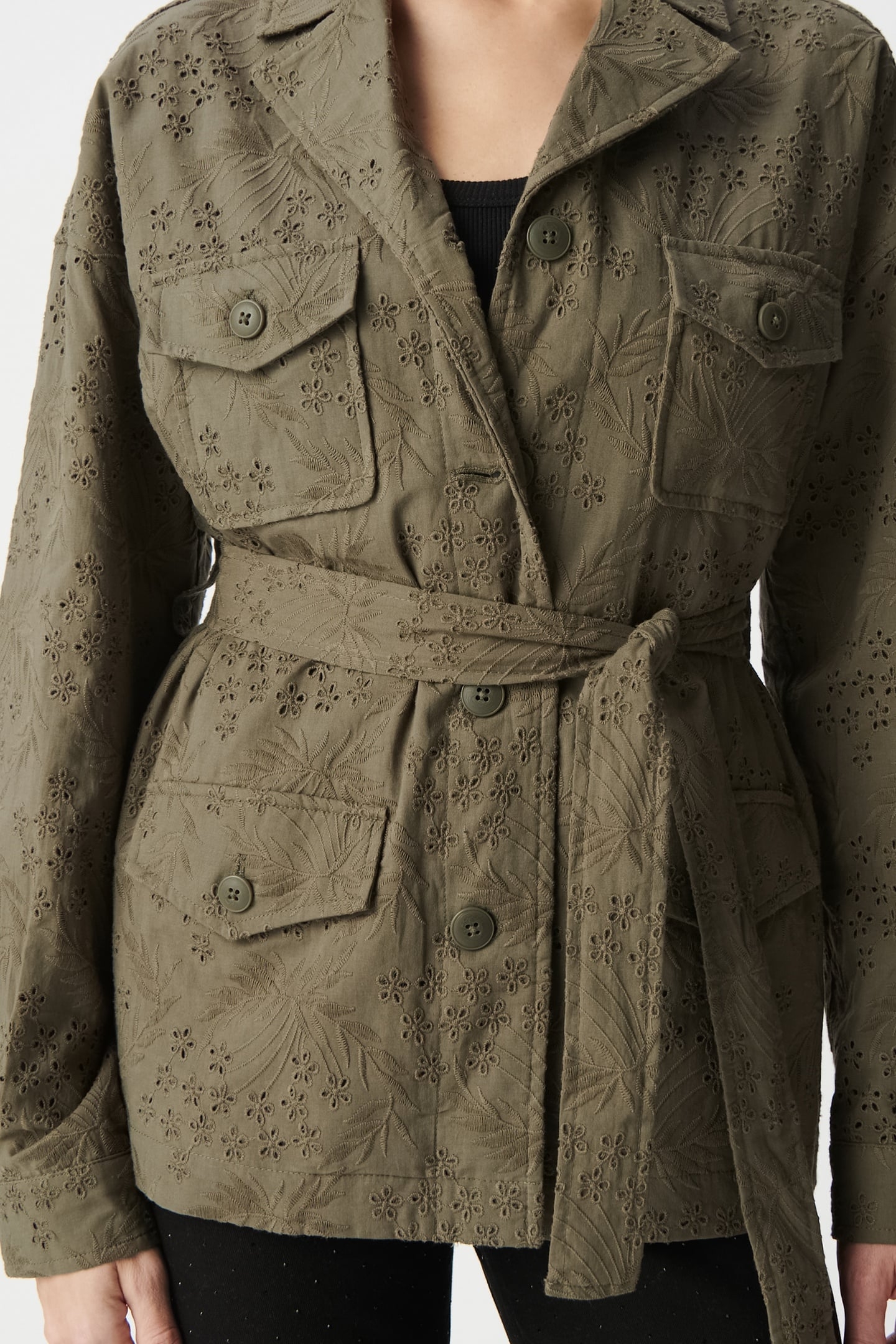 SAHARIENNE KHAKI ORGANIC COTTON EMBROIDERY ANGLAISE 5