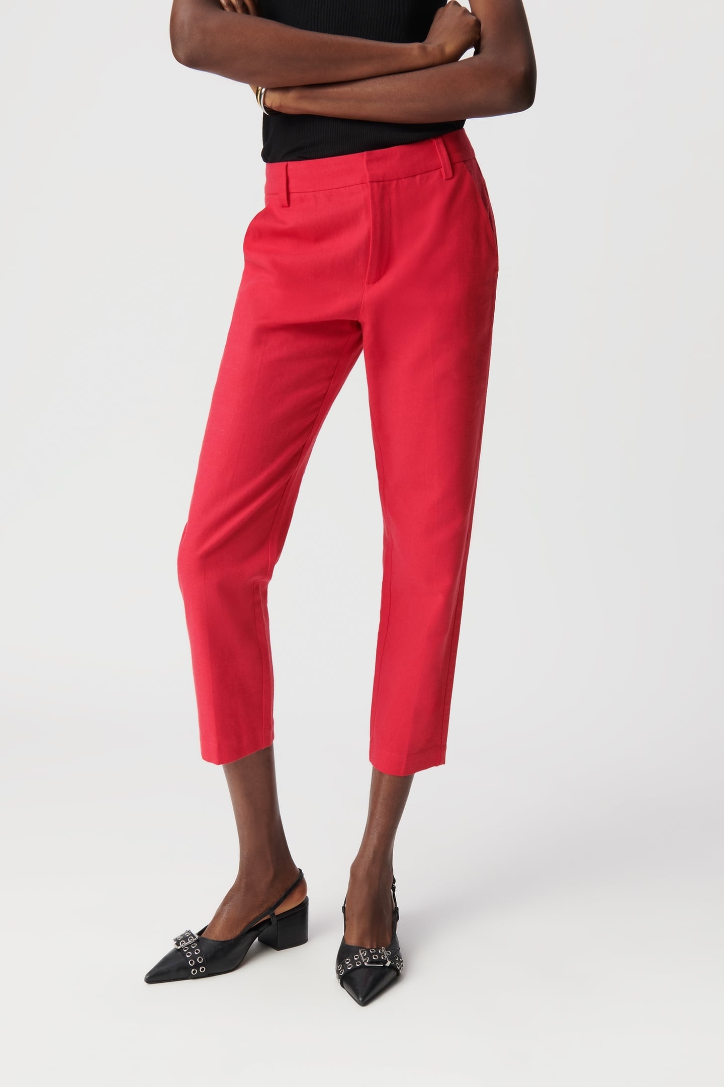 7/8TH RED LINEN AND COTTON SUIT PANTS 2