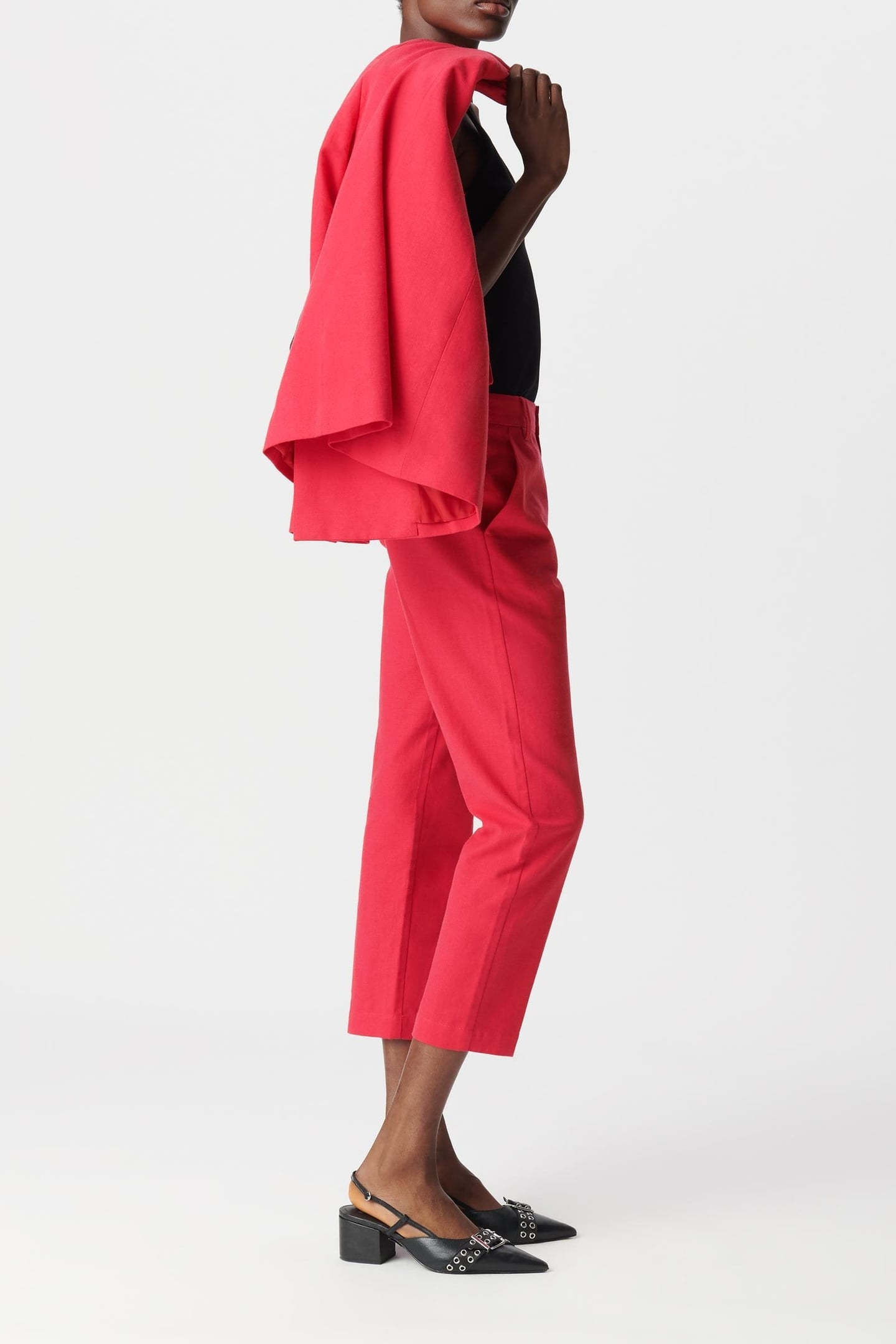 7/8TH RED LINEN AND COTTON SUIT PANTS 4