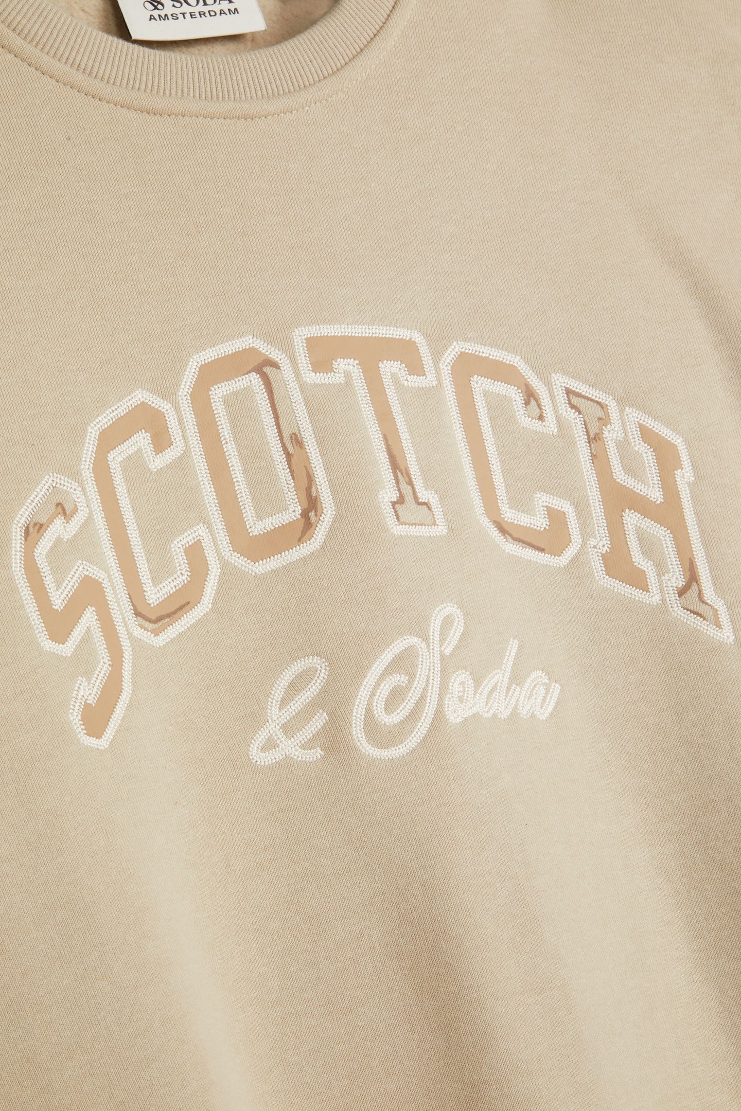 RELAXED FIT GRAPHIC FLEECE CREW TAUPE 3