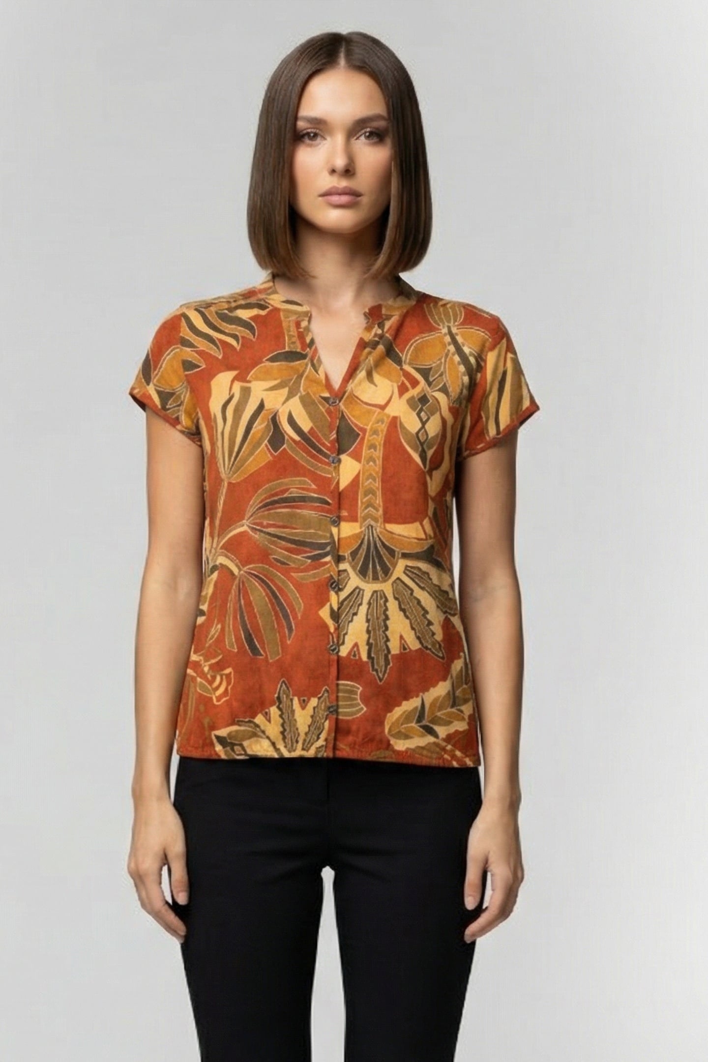 BLOUSE HARPER IN COPPER WITH PALMA PRINT 1