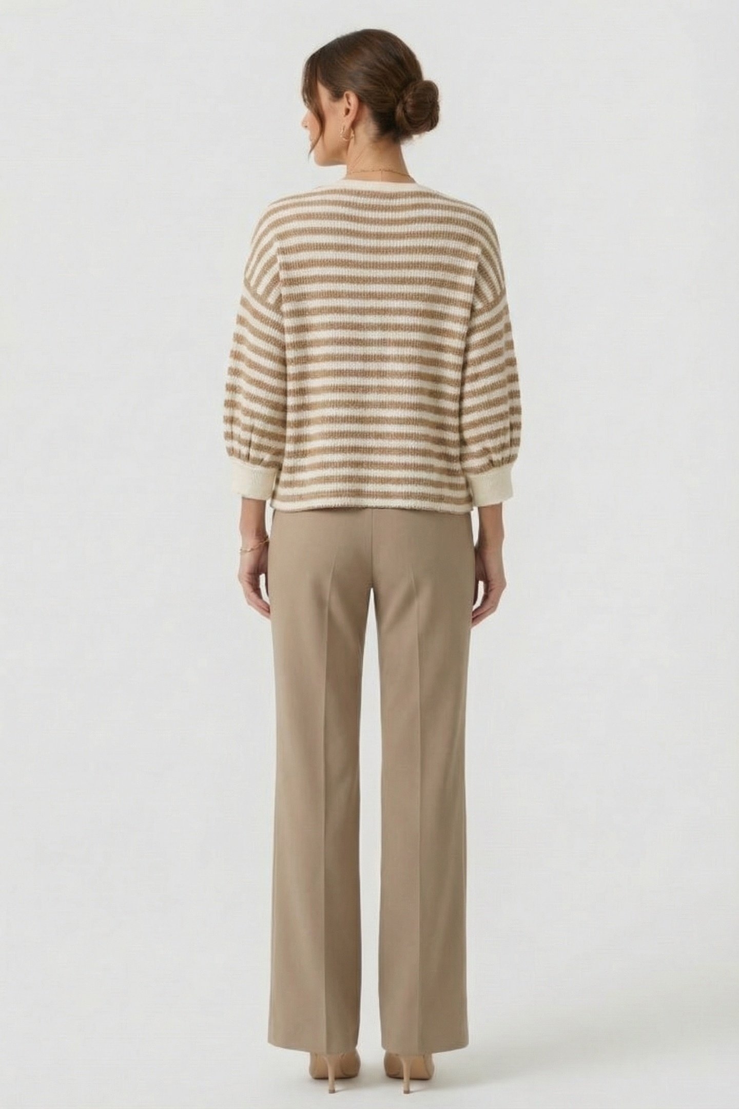 JERSEY SWEATER WAFFLE LUREX STRIPE KHAKI 2