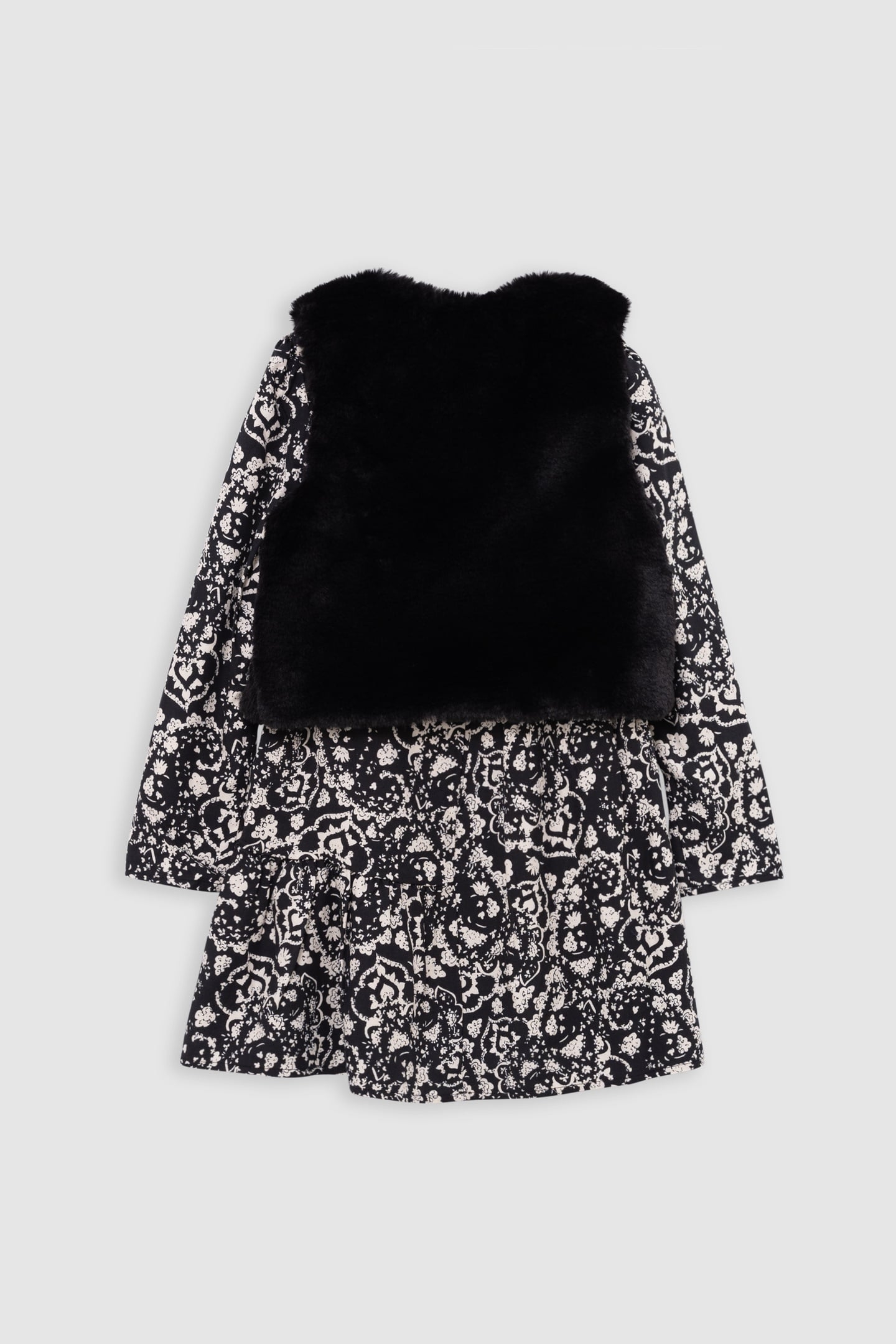 GIRL'S 2-IN-1 BLACK ROCK FLORAL DRESS AND SOFT GILET 2