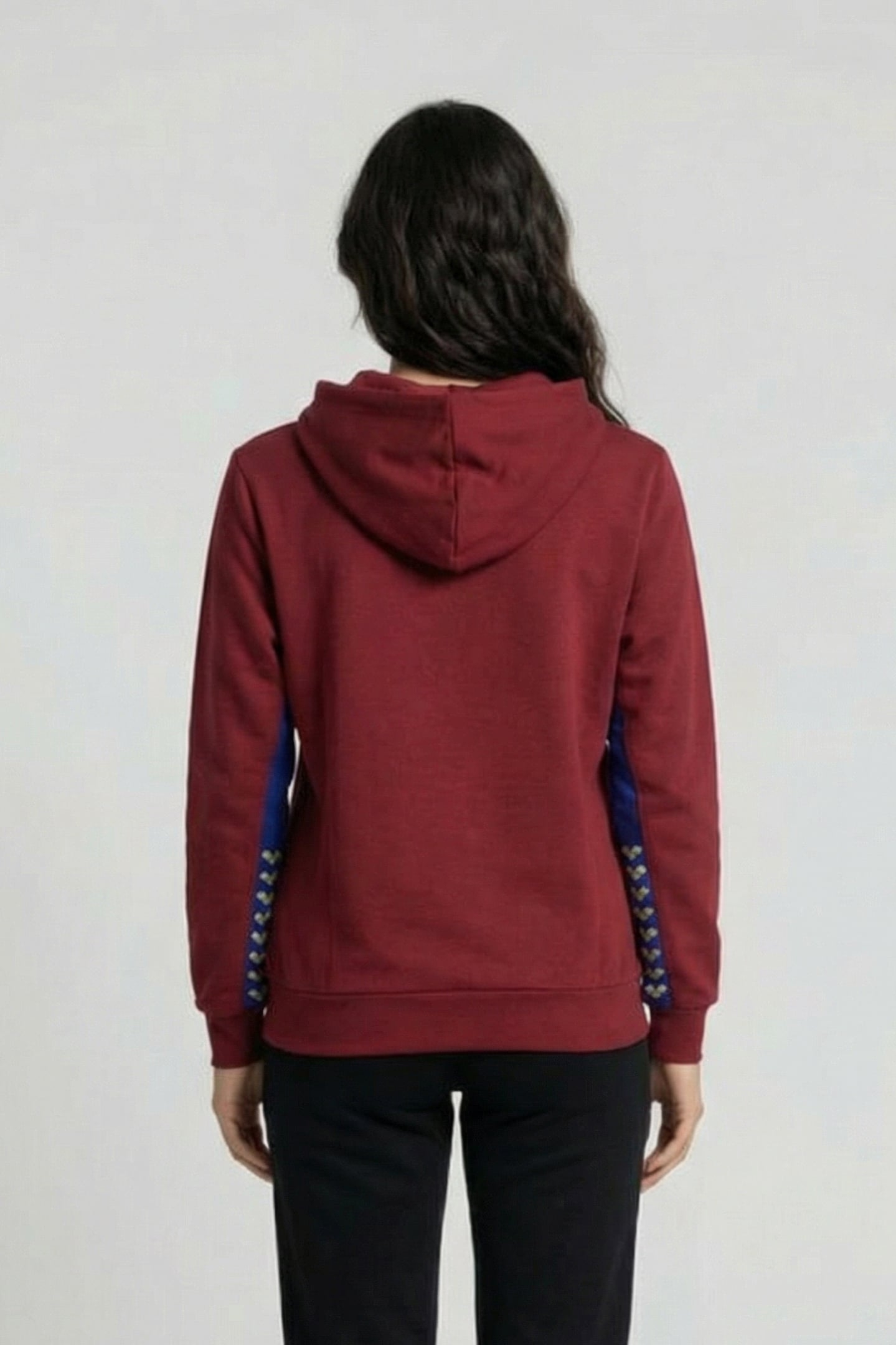 UNISEX ARENA ICONS HOODED SWEAT SOLID BURGUNDY NEON BLUE 3