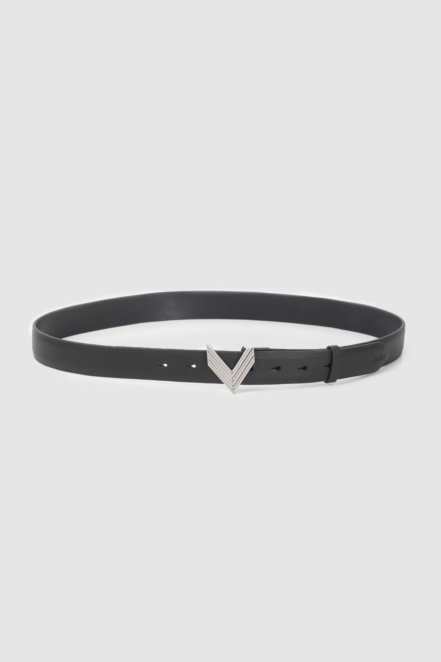 BLACK LEATHER BELT WITH ICONIC CHEVRON BUCKLE 2