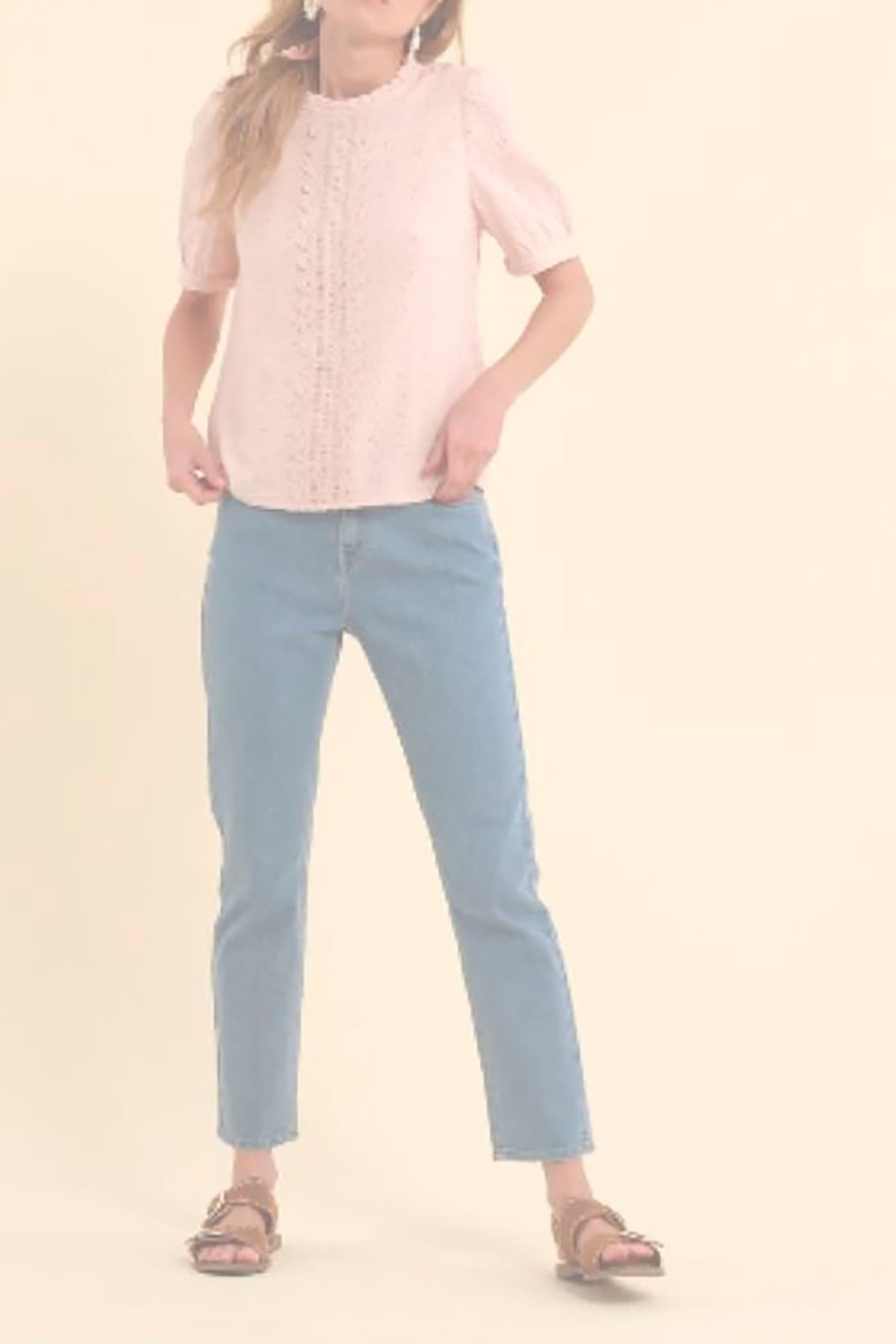 PINK TOP WITH BRODERIE ANGLAISE AND LACE PINK 2