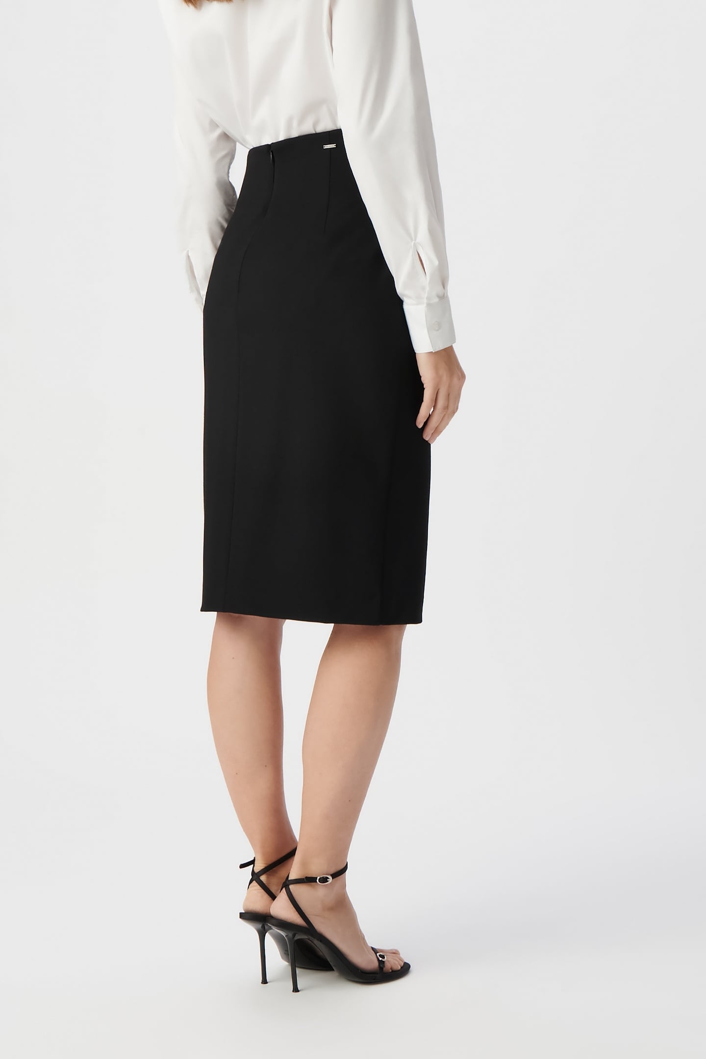 BLACK MILANO KNIT SPLIT PENCIL SKIRT 4