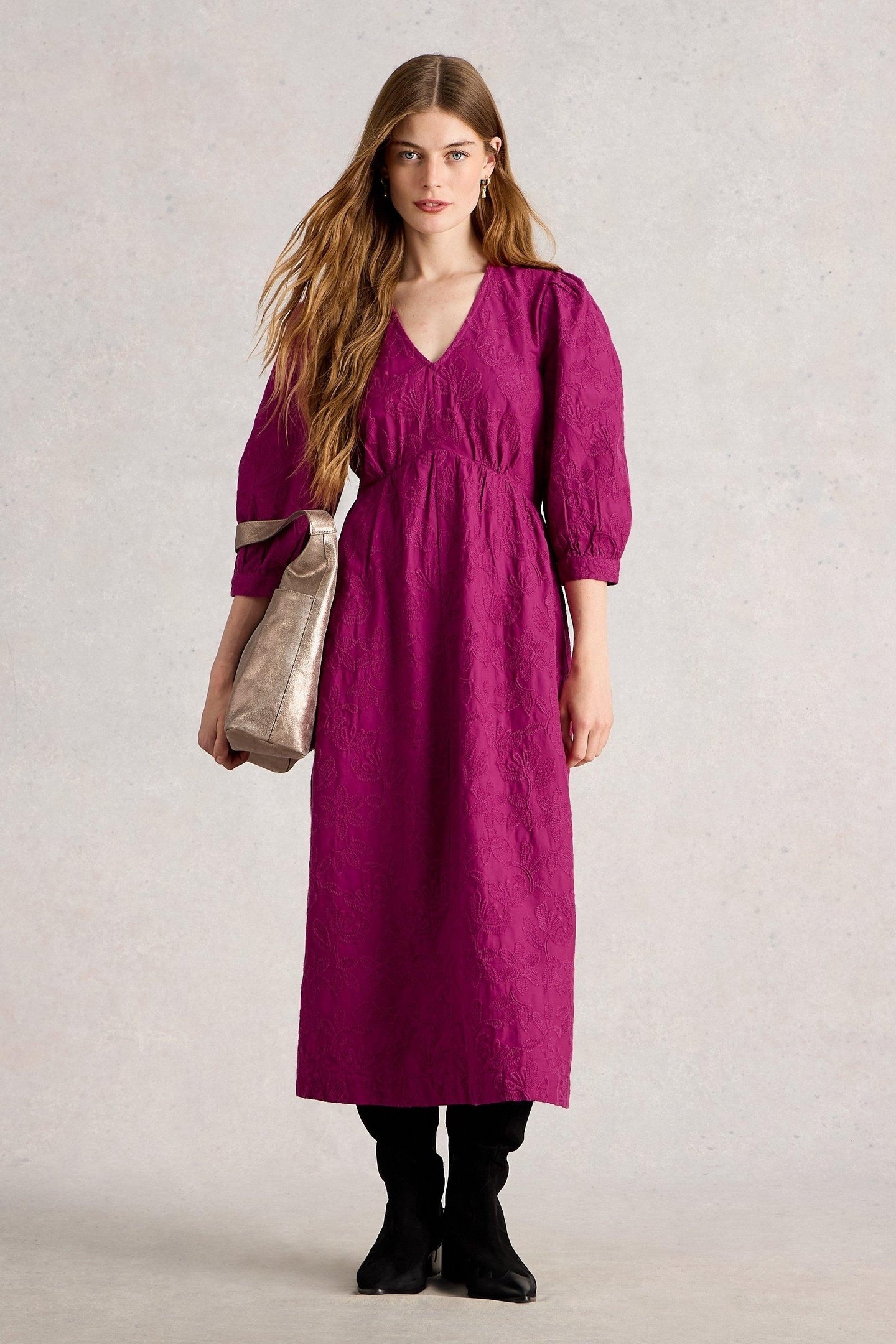 LUCY EMBROIDERED DRESS MID PINK 1