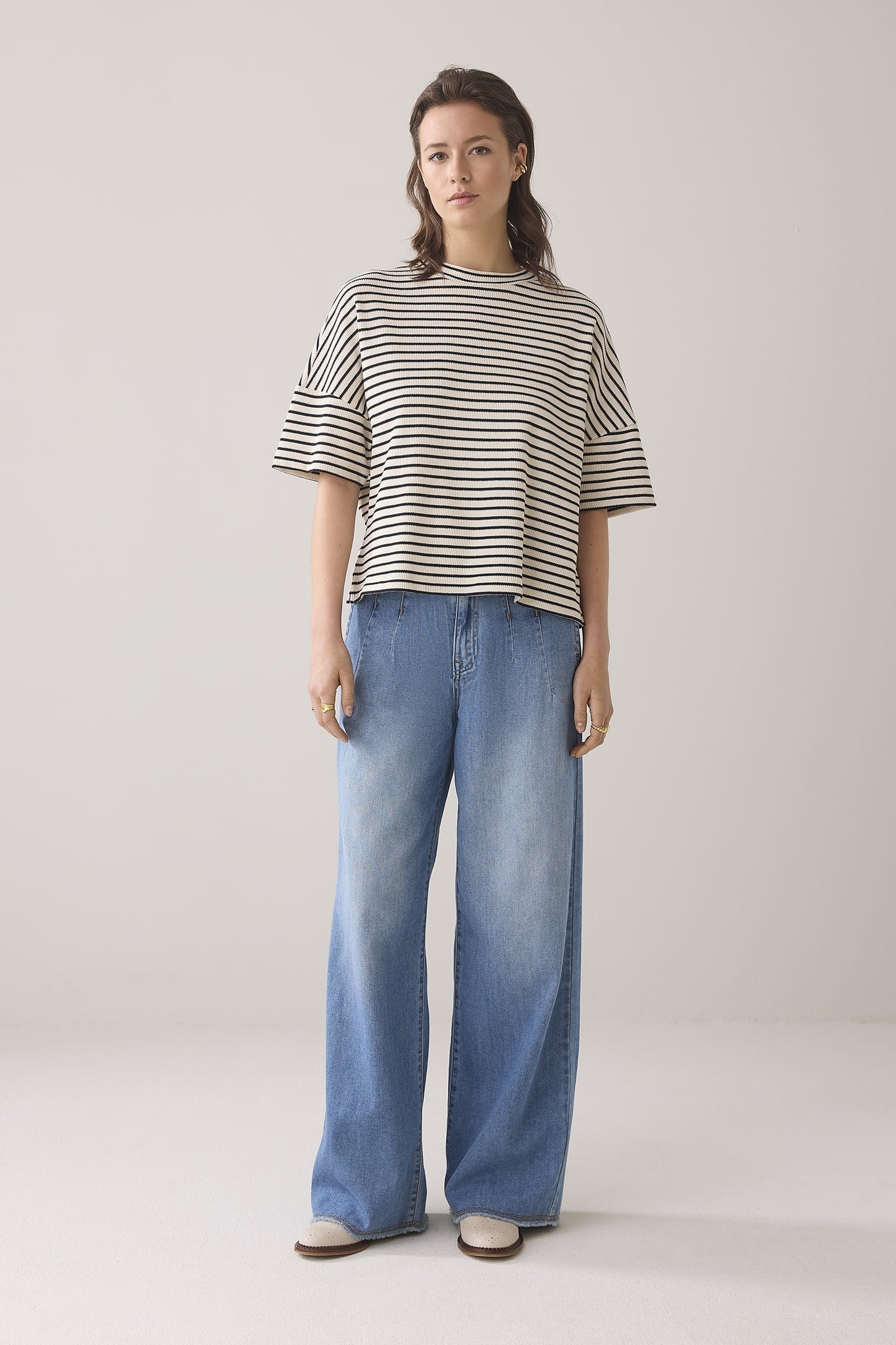 BOXY TOP STRIPE WAFFLE BLACK 1