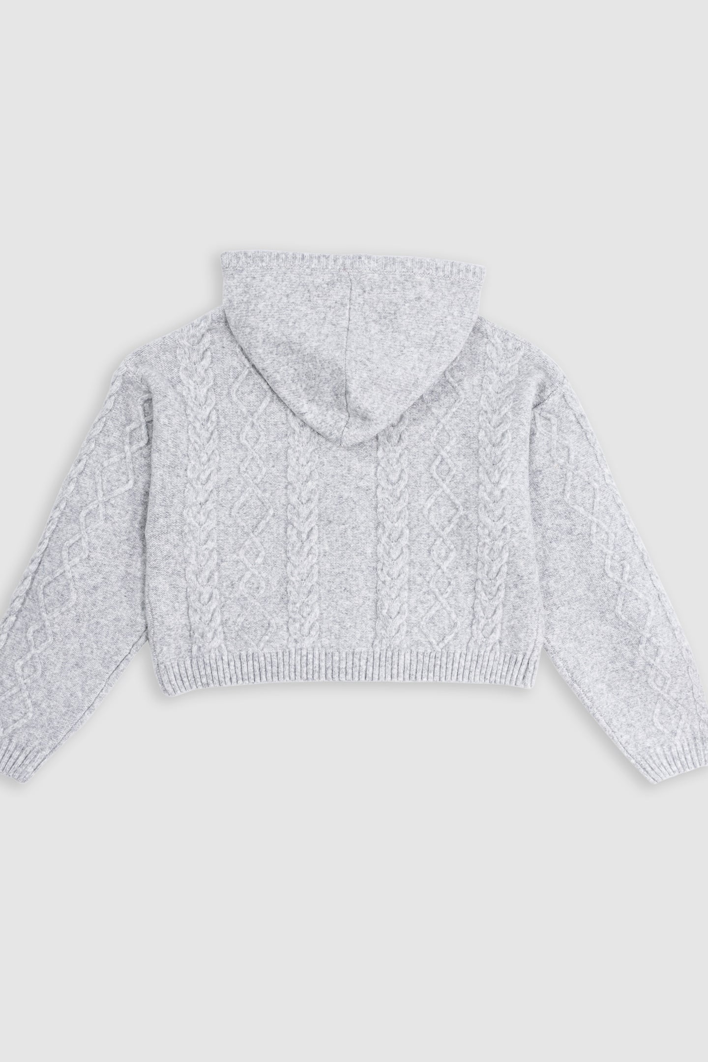 GIRL'S GREY ZIP-UP CABLE-KNIT CARDIGAN 2