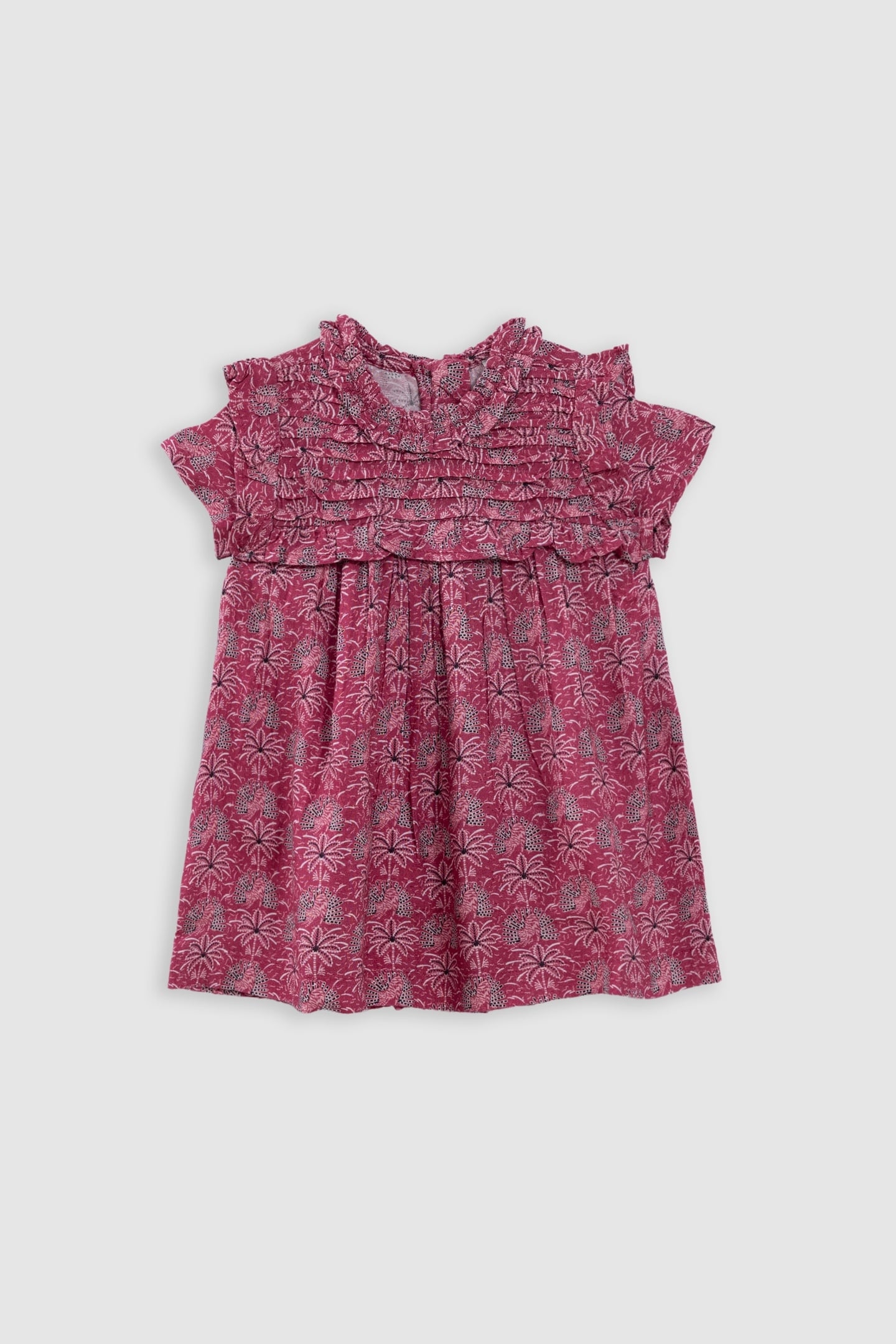 PINK PALM-TREE PRINT DRESS 1